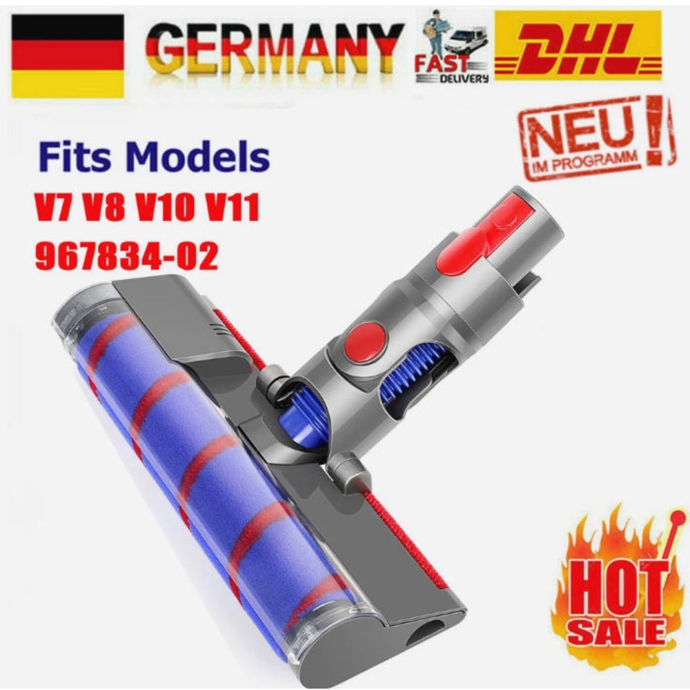 Support pan European shipping--Newest Upgrade LED Floor Nozzle, Soft Roller Brush Head For V7 V8 V10 V11, Enhanced Clean