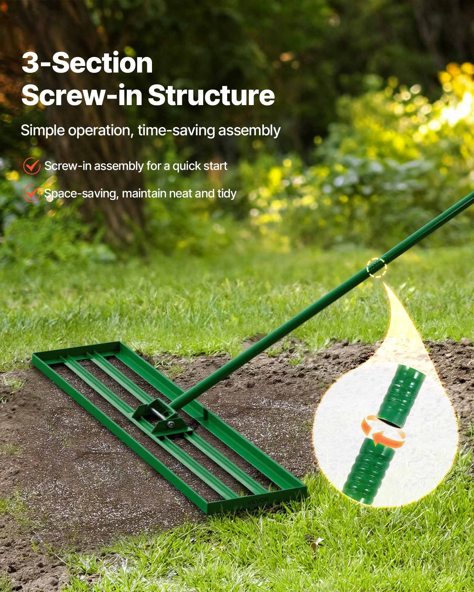 Lawn Leveling Rake, 48"x10" Level Lawn Tool, Heavy-duty Lawn Leveler With 78" Steel Extended Handle, Yard Leveling Rake Suit For Garden, Golf Lawn, Farm