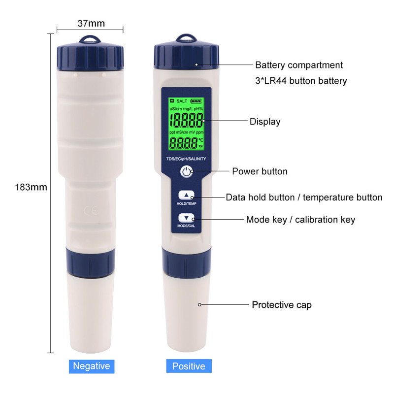 Support pan European shipping-5-in-1 Water Quality Tester,Digital Salinity... 4