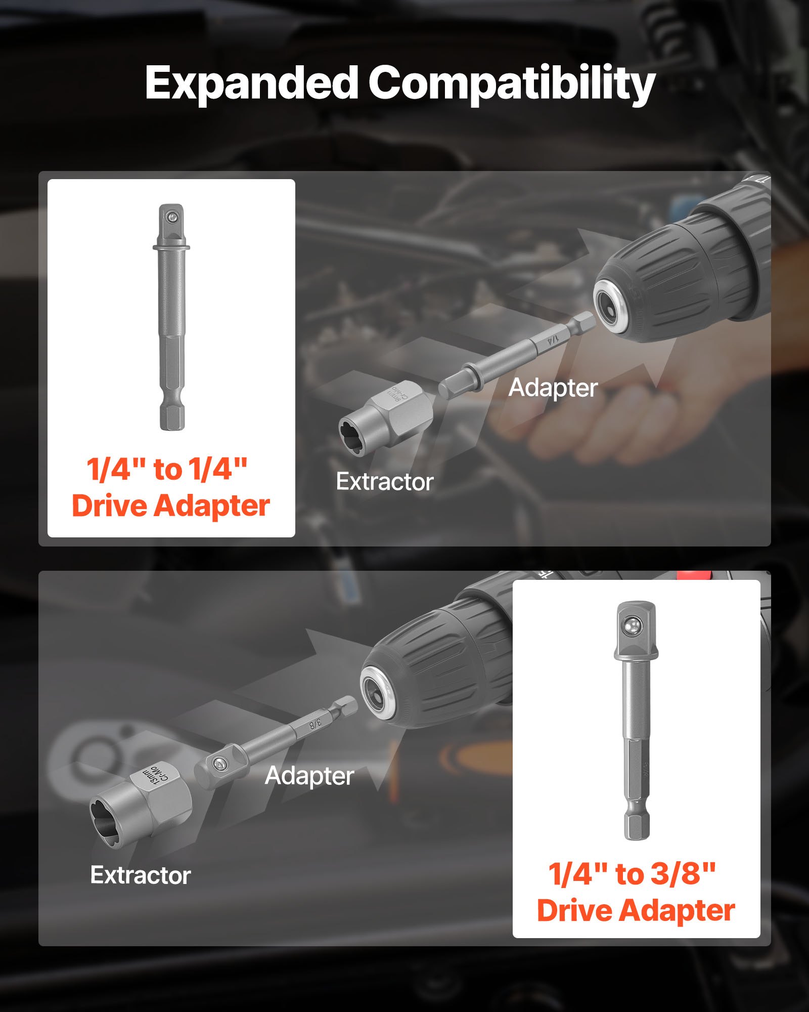Screw Extractor Set With Drill Bits, 54 Pieces, Easy Out Nut Bolt Extractors And Drill Bits, With Adapters, Solid Storage Case, Cr-Mo Steel For Removing Rounded, Broken, Or Stripped Fasteners