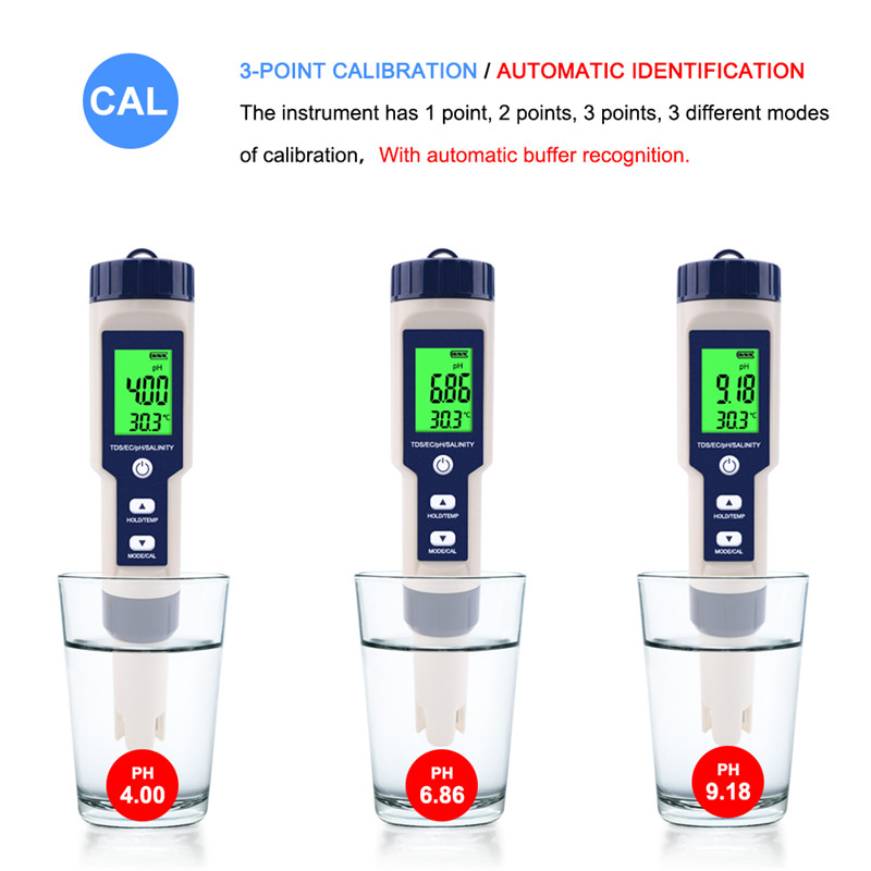 Support pan European shipping-5-in-1 Water Quality Tester,Digital Salinity... 2