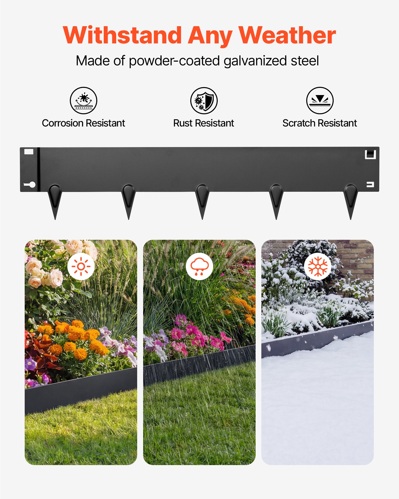 Galvanized Steel Landscape Edging, 6-Pack 40 X 8.15 Inch Metal Edging For Landscaping With Gloves, Easy-to-Install, Heavy Duty Metal Garden Edge Border For Flower Bed, Yard Pathway