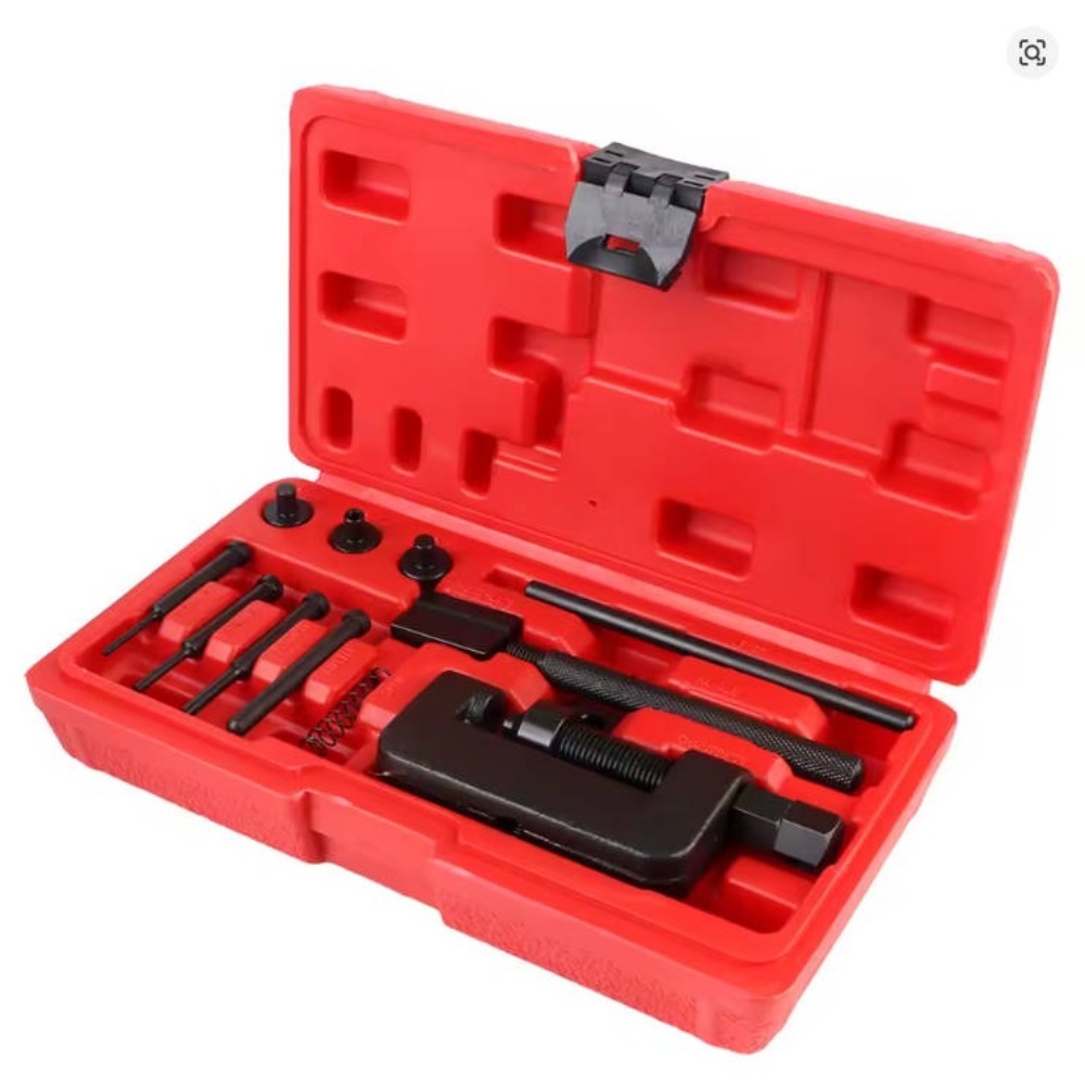 Support pan European shipping--13-Piece Motorcycle Bike ATV Chain Breaker & Riveting Tool Kit CR-V Steel Storage Case Fits #35 - #630 Chains