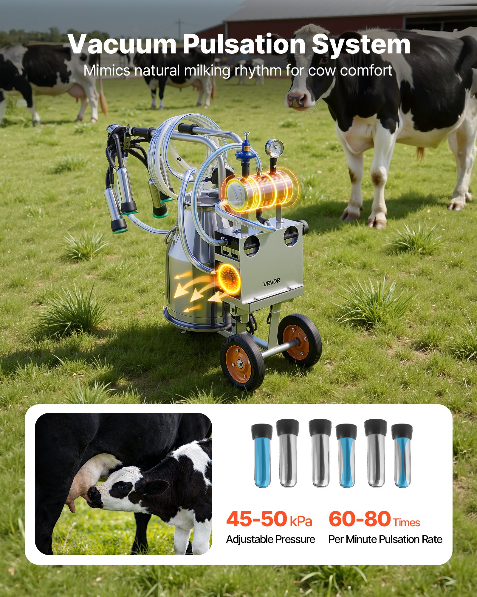 Electric Cow Milking Machine β 6.6 Gal / 25 L 304 Stainless β photo 2