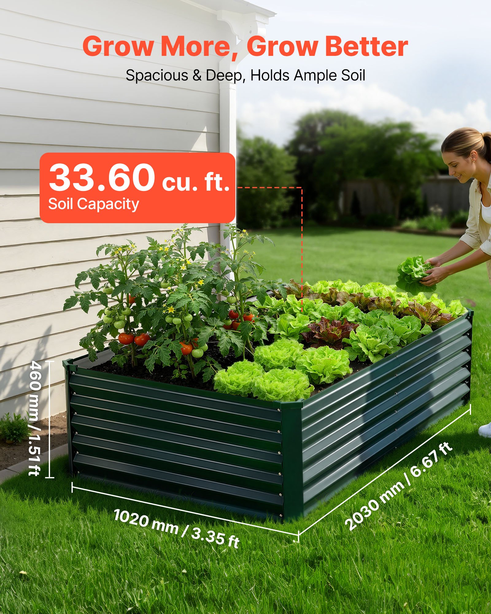 Galvanized Raised Garden Bed, 6.67 X 3.35 X 1.51 Ft, Rectangular Metal Planter Box Kit Outdoor, Rustproof Elevated Planting Box With Gloves, Alu-Zinc, For Growing Flowers Vegetables, Dark Green