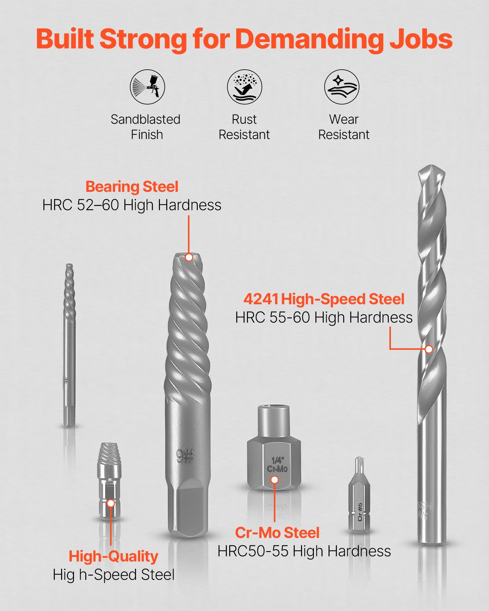 Screw Extractor Set With Drill Bits, 49 Pieces, Easy Out Nut Bolt Extractors And Drill Bits, With Adapters, Solid Storage Case, Cr-Mo Steel For Removing Rounded, Broken, Or Stripped Fasteners