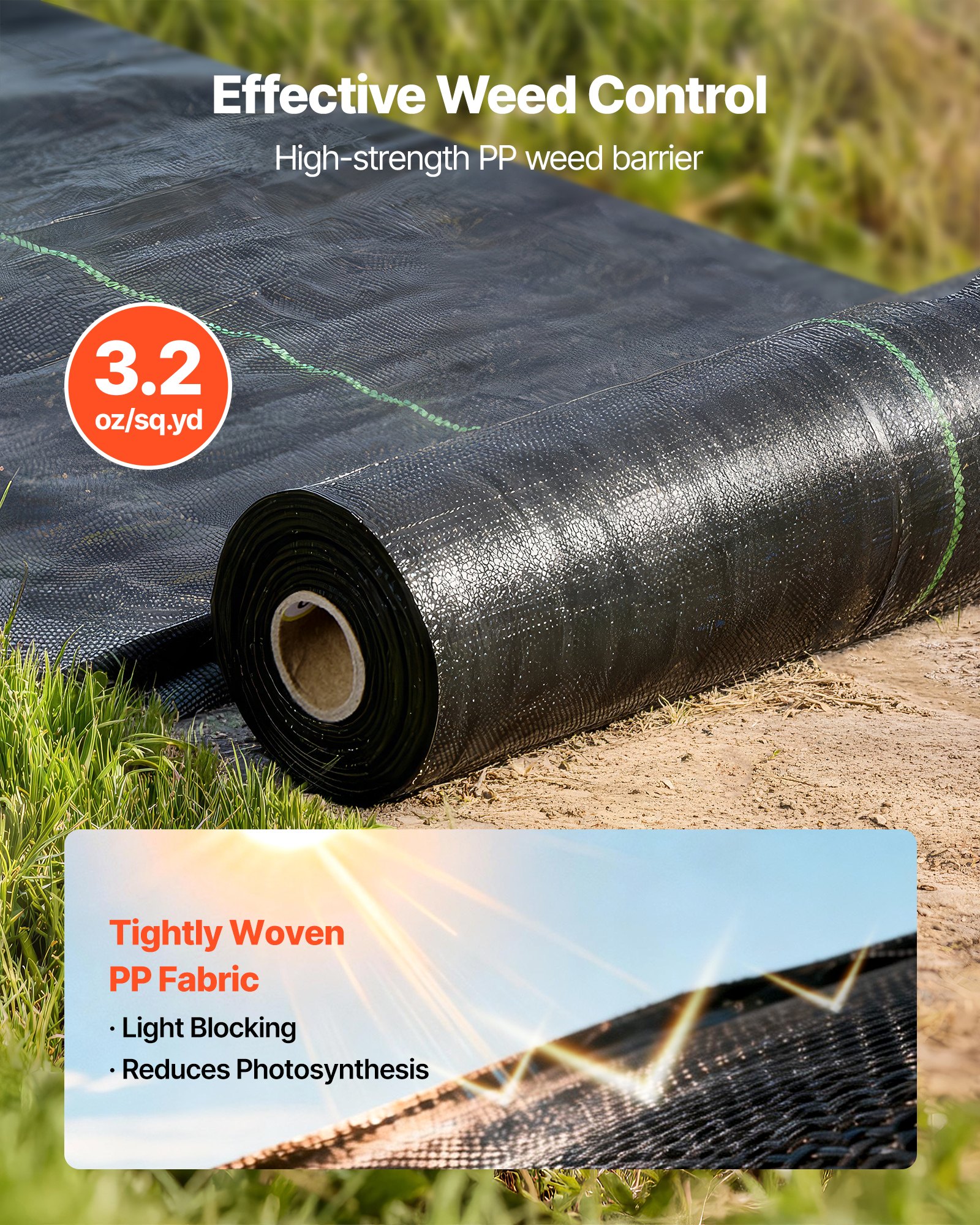 Weed Barrier Fabric Heavy Duty, 1.3x100FT 3.2oz Landscape Fabric, Woven Weed Blocker Fabrics, Garden Fabrics Weeds Barrier, Weeds Control Ground Cover, Geotextile Webbing, Gardening Mat, Black