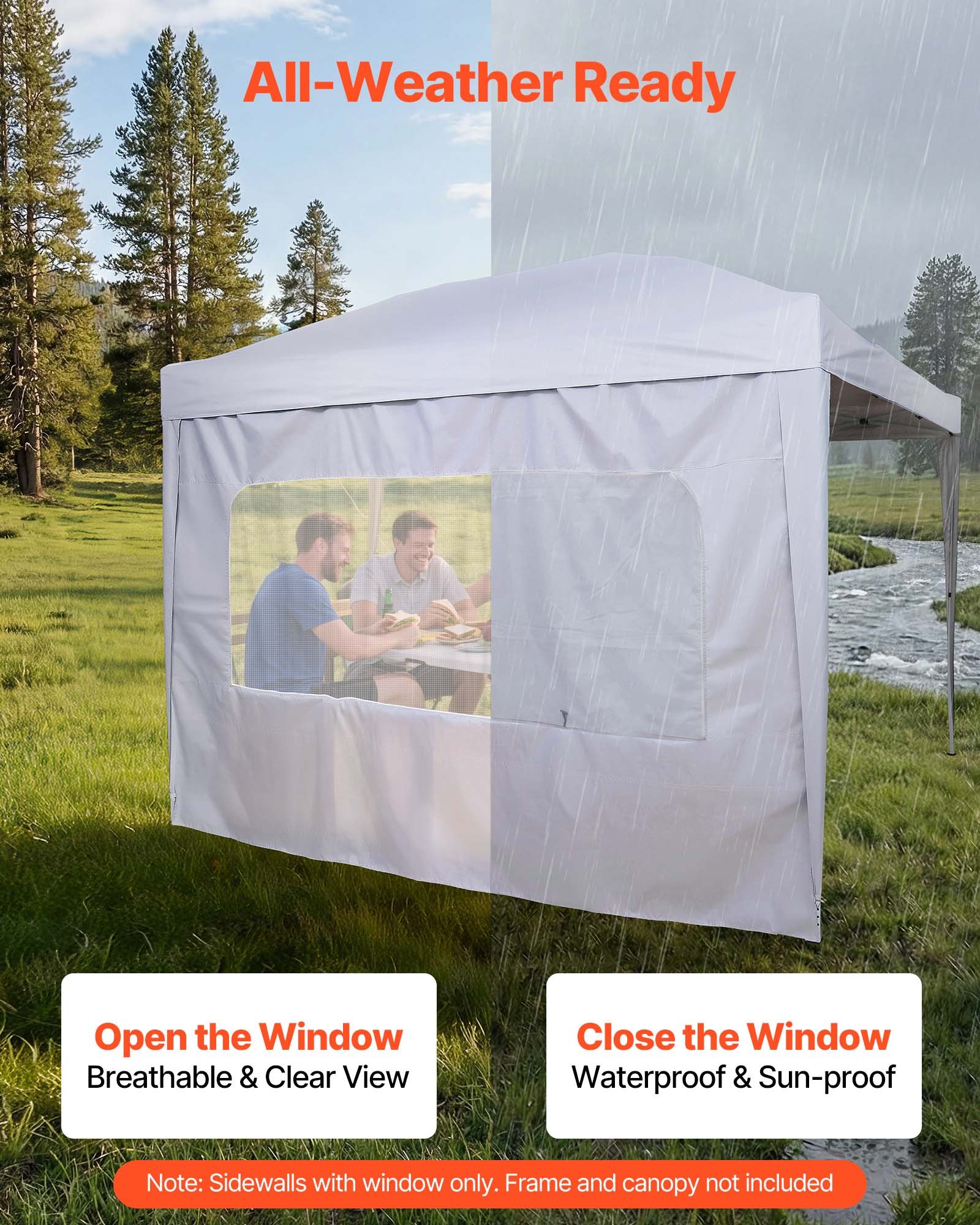 Canopy Sidewalls, Fit For 10 X 10 Ft Pop Up Canopy Tent, Tent Side Walls With Waterproof And Sunlight Protection Layer For Outdoor Event Tents, Vendor Booths, Camping (1 Sidewall Only, White)