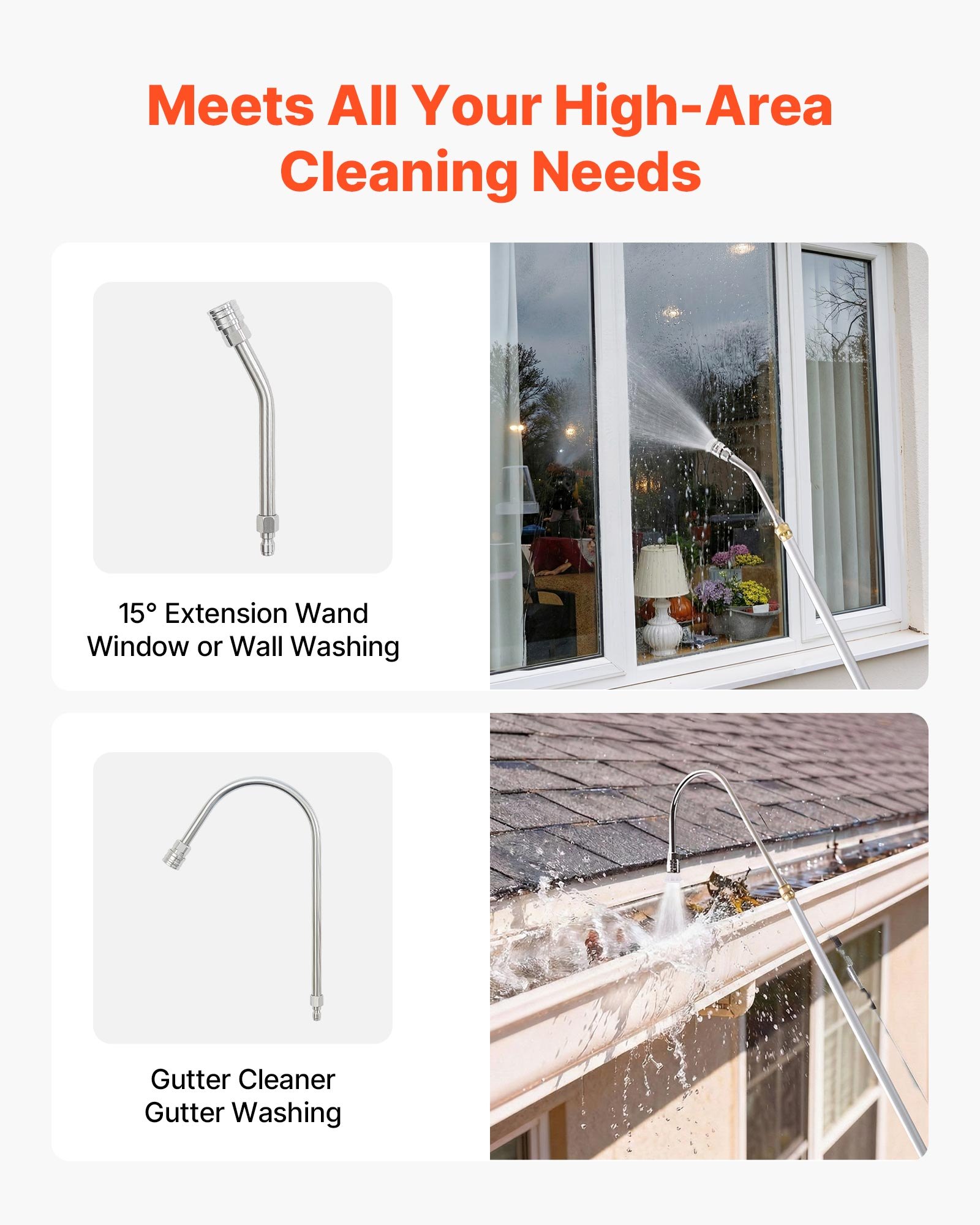 9 FT Pressure Washer Telescoping Wand, 3-Section With Power Washer Extension Wands, 7 Nozzles, Hose Adapter, Support Belt, Storage Bag, 4000 PSI Telescopic Gutter Cleaner For High Cleaning