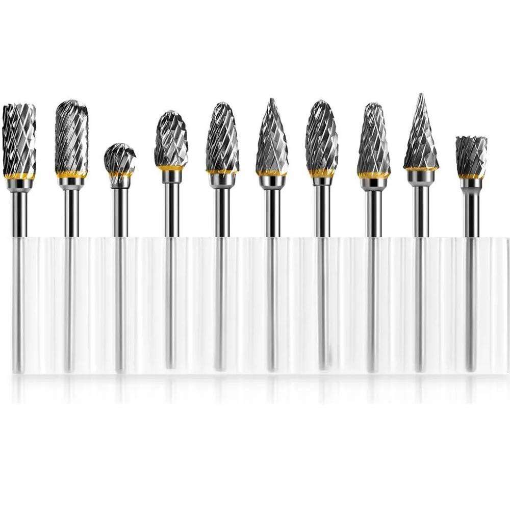Support pan European shipping--Hard Alloy Rotary Files 3x6 Single And Double Grain Tungsten Steel 3*6mm Double Grain Transparent Box Mixed Pack 10pcs