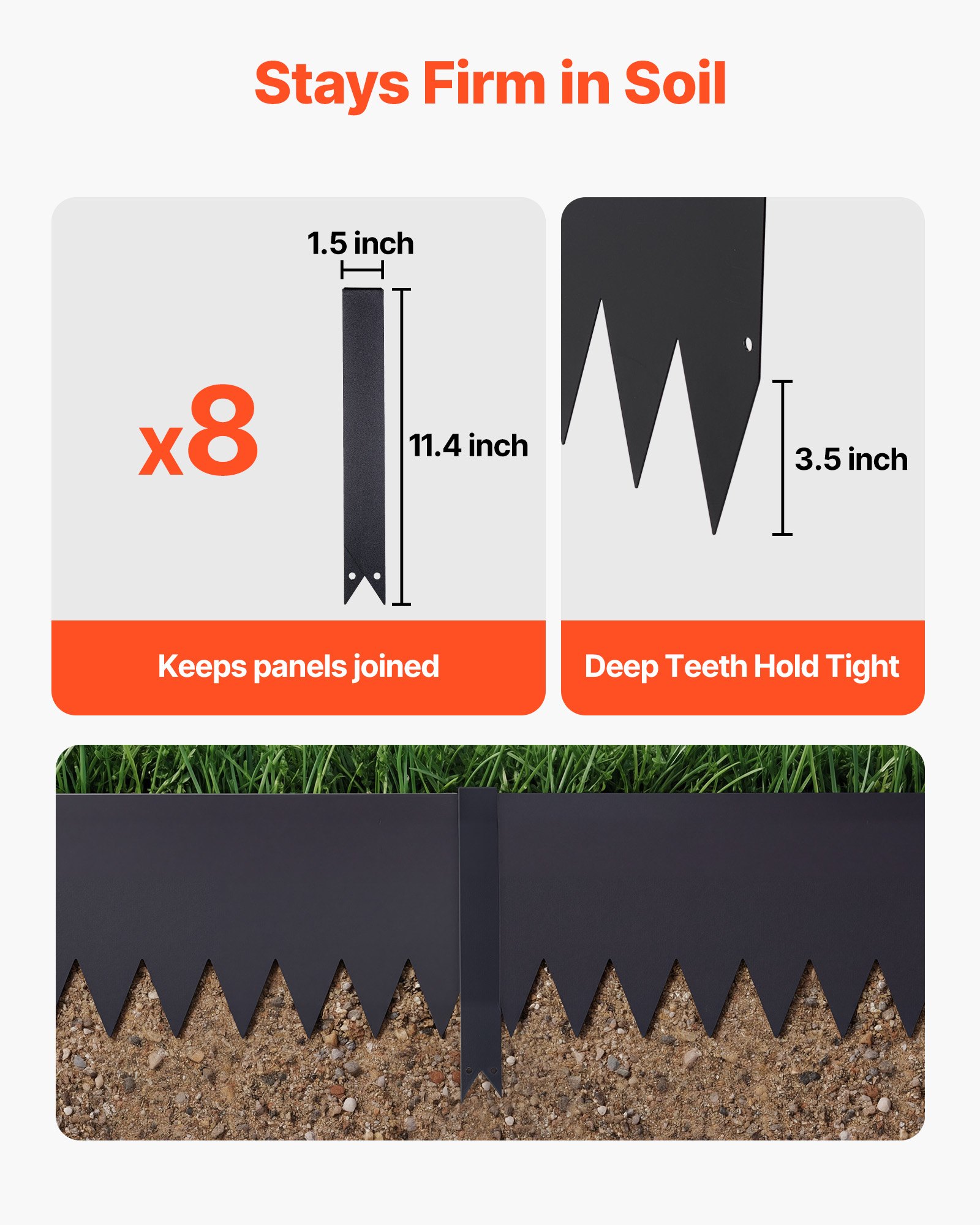 Galvanized Steel Landscape Edging, 6-Pack 40 X 10 Inch Metal Edging For Landscaping With 8 Mounting Clips, Heavy Duty Metal Garden Edge Border For Flower Bed, Yard Pathway, Black