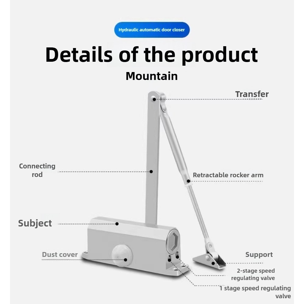 Support pan European shipping--Fire Door Closer Hydraulic Silent Auto-Close For Interior/Commercial Use Easy Install Heavy Duty Adjustable Spring Mechanism 071 Large Size