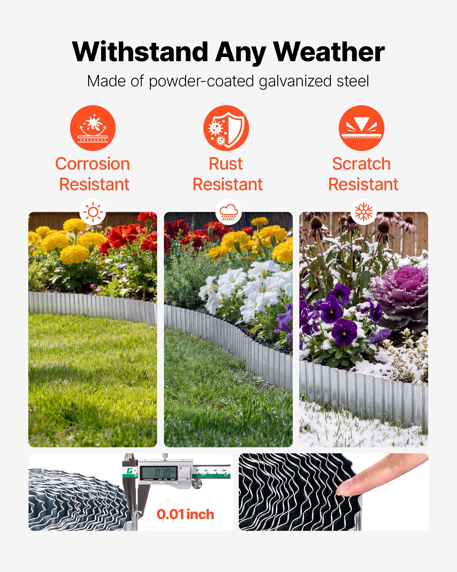 Galvanized Steel Landscape Edging, 50 Ft X 6 In Metal Edging For Landscaping With Gloves, Easy-to-Install Bendable Metal Strips, Heavy Duty Metal Garden Edge Border For Flower Bed, Yard Pathway