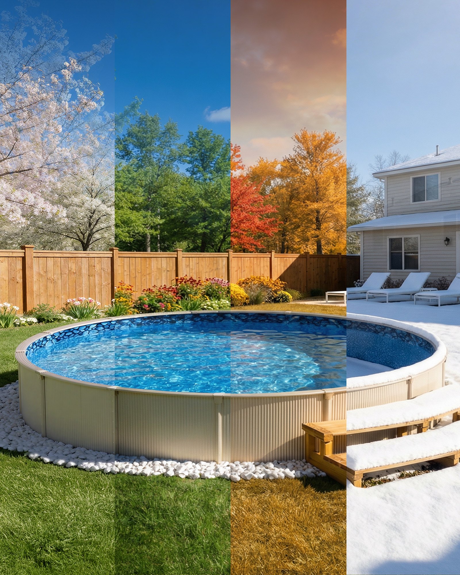 18ft Pool Liner, Round Overlap Swimming Pool Liner For 52 In Wall Height, Premium Vinyl, Easy Install With Leak-Proof Patches, Designed For Steel Sided Above-Ground,Outdoor, Boulder Swirl