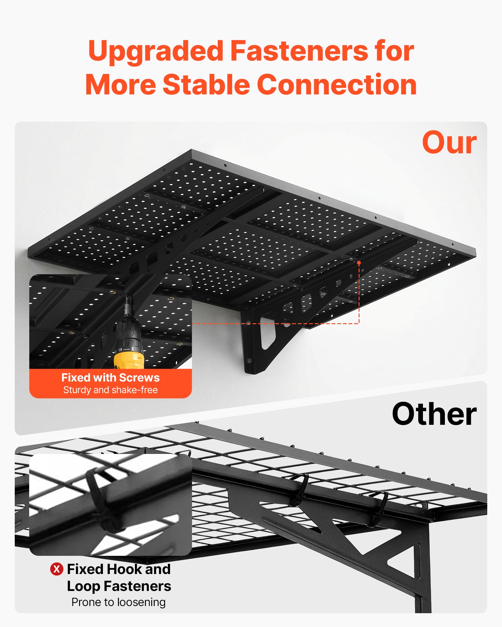 2-Tier Heavy Duty Wall Garage Shelving, 2 X 3 Ft Steel Wall Mounted Shelving Unit, 12 X 72 Inch Per Shelf Floating Storage Metal Rack For Garage With 560 Lbs Total Weight Capacity, Black