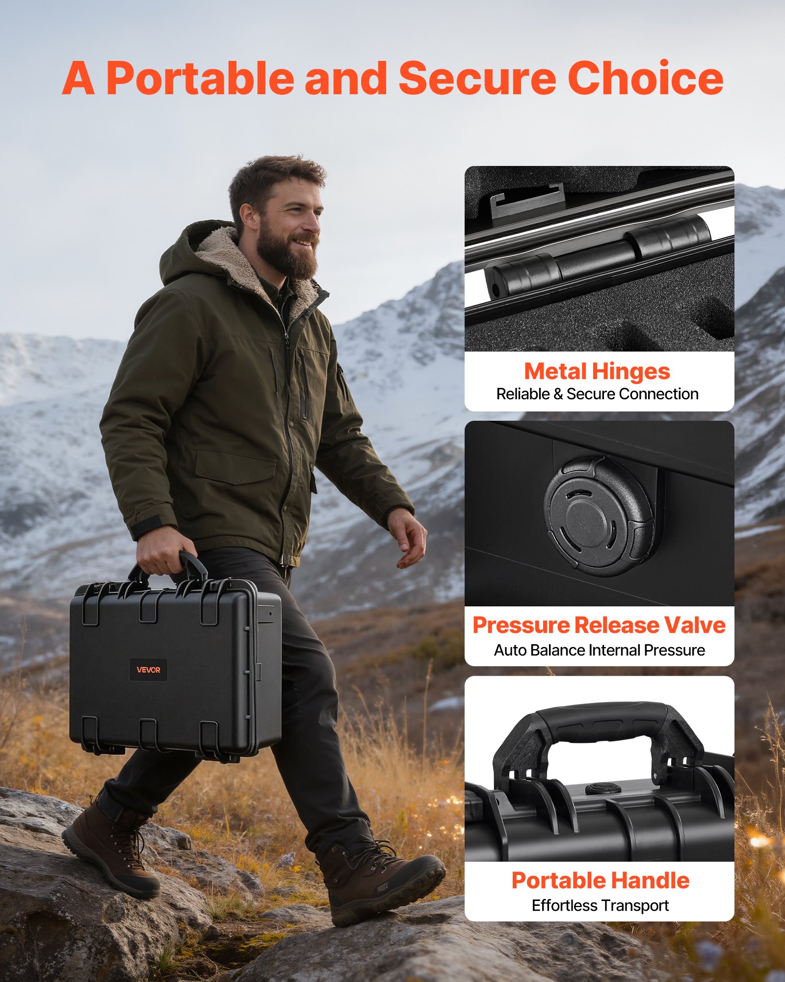 Hard Pistol Case, Heavy Duty Hard Gun Case With XPE Foam Lining, Waterproof Pistol Storage Box With Customizable Interior & Handle For Gun, Lenses, Camera, Gear, TSA Compliant, 18.7x12.5x7.5 In
