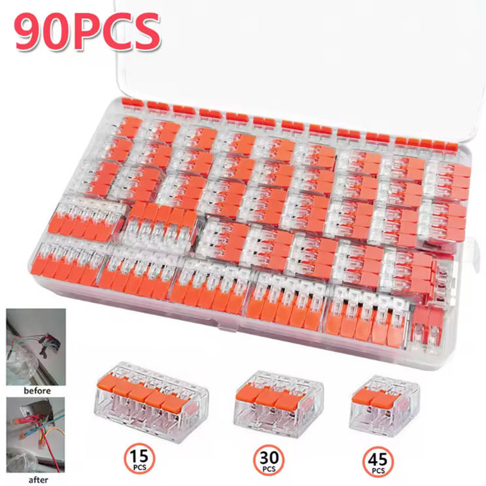 Support pan European shipping--90pcs Cable Connectors Set, Connection Terminals, Conductor Clamps, Electrical Connection Blocks, For Fixed Cable Connection Clamps PCT-412/213/215
