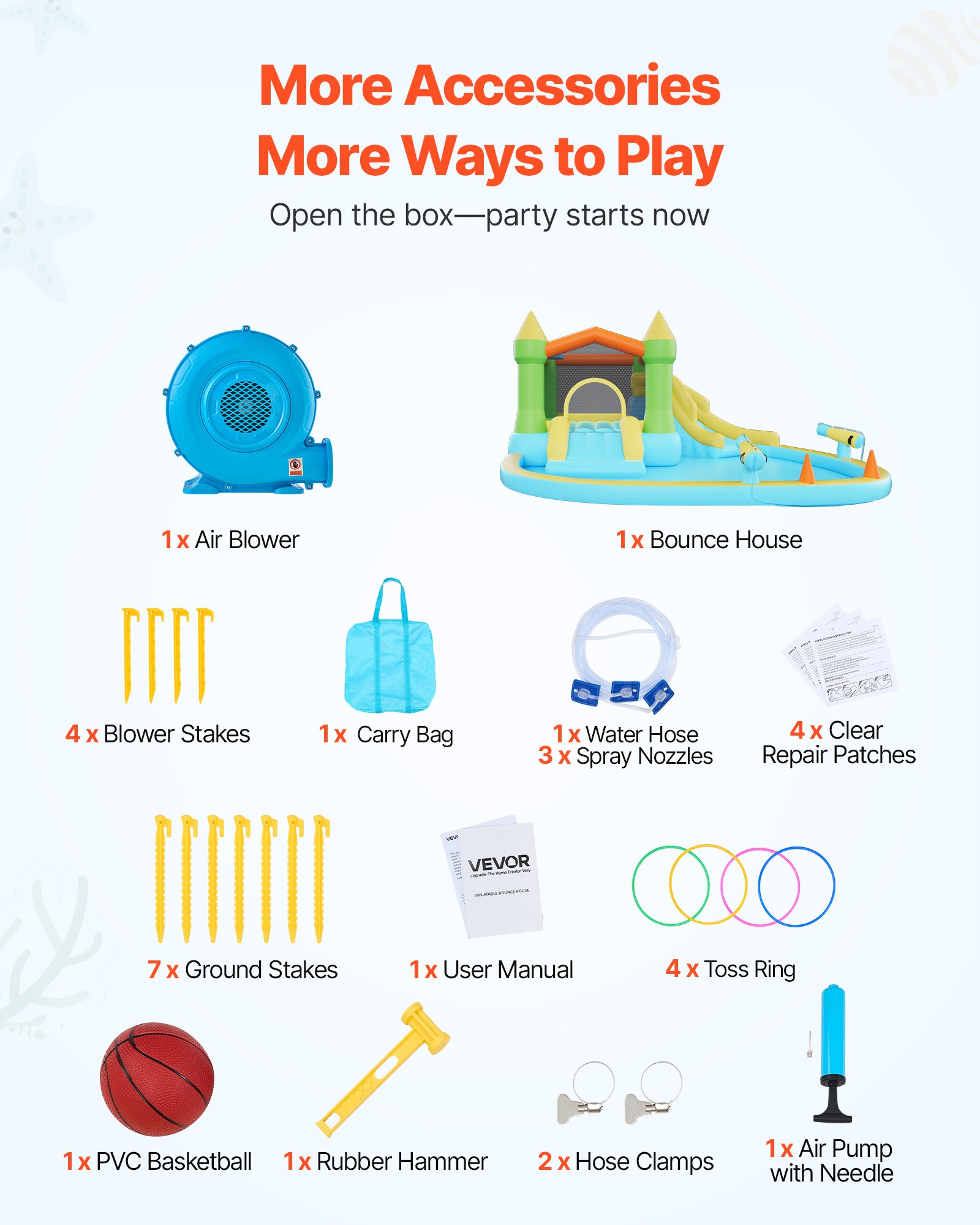 Inflatable Bounce House, 12.5 X 13.1 X 6.5 Ft Inflatable Bounce House Water Slide, Bouncer Castle With Castle Bounces, Basketball Hoop, Splash Pool & Water Ring Toss, For 3 To 4 Kids Ages 3 To 8