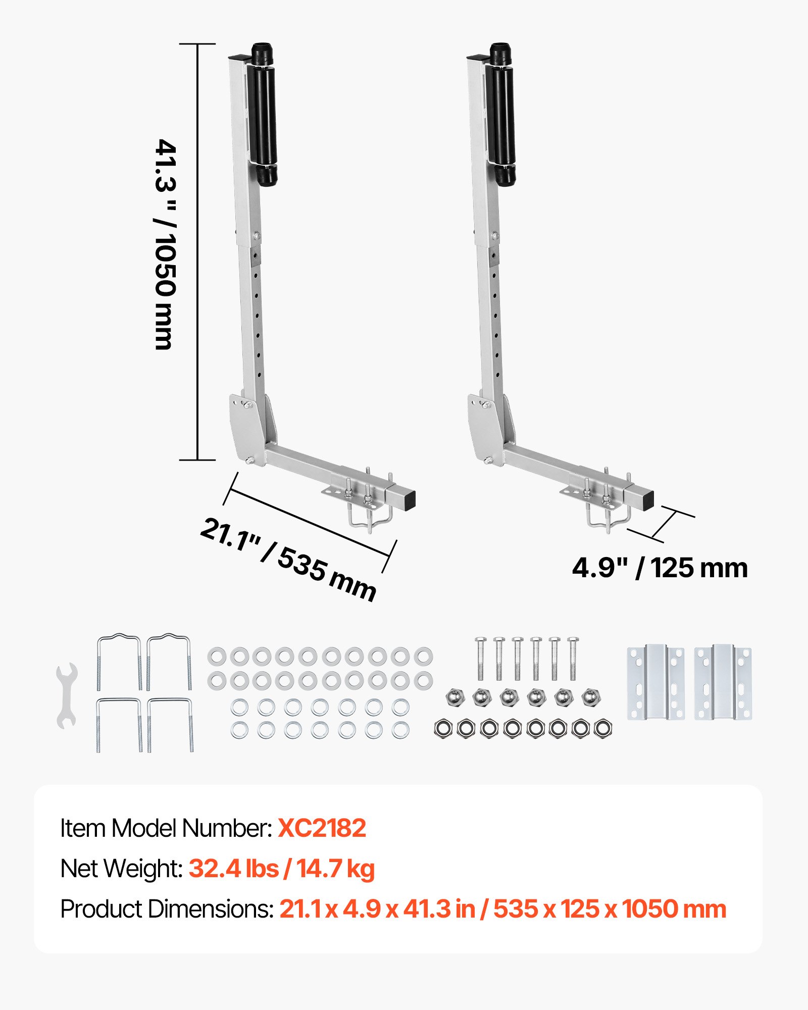 Boat Trailer Guides, 27.6-41.3 In Height Adjustable Trailers Guide, 2PCS Thickened High-Duty Trailer Guide-Ons With Smooth Roller Guidance, For Over 16 In Larger Fishing Boats, Runabout Boats