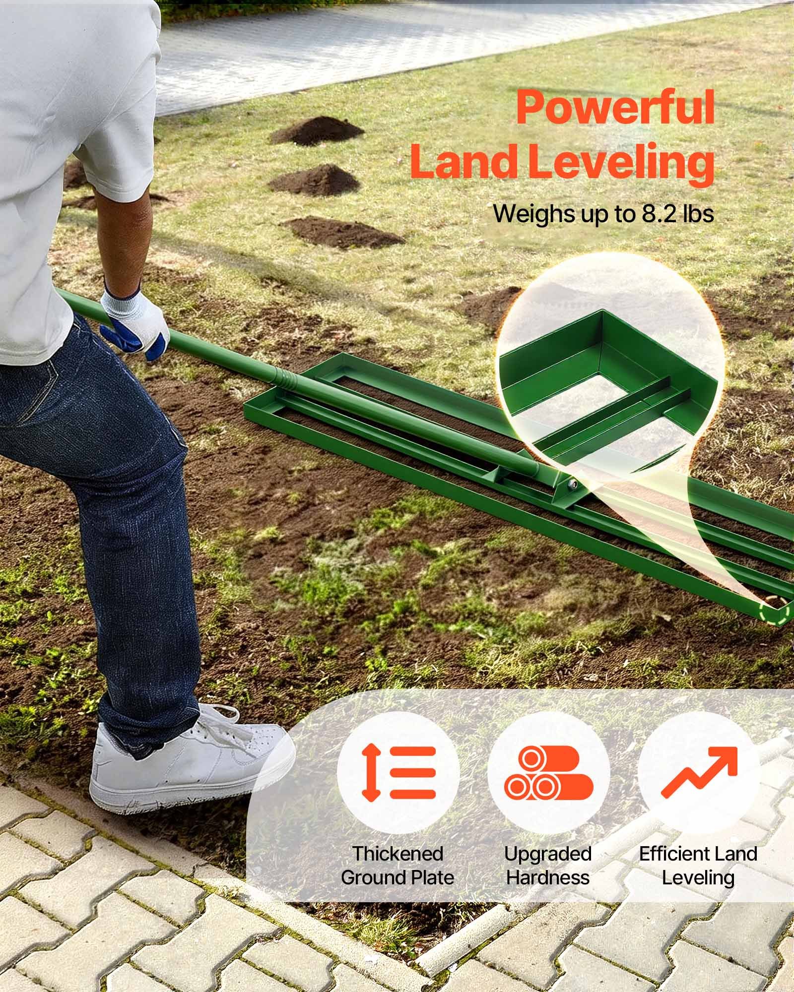 Lawn Leveling Rake, 48"x10" Level Lawn Tool, Heavy-duty Lawn Leveler With 78" Steel Extended Handle, Yard Leveling Rake Suit For Garden, Golf Lawn, Farm
