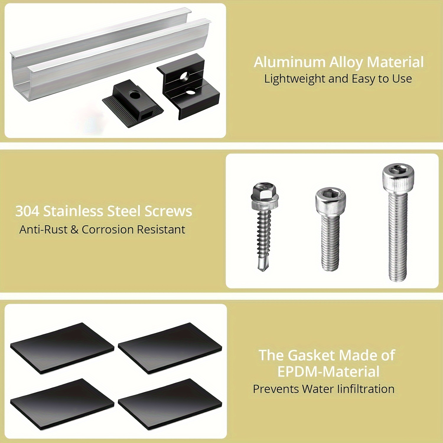 Support pan European shipping--12cm U-shaped Rail Solar Photovoltaic Bracket Silver Rail Six-piece Set