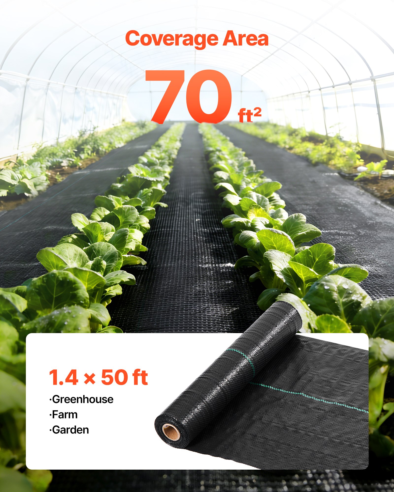 Weed Barrier Fabric Heavy Duty, 1.4x50FT 3.2oz Landscape Fabric, Woven Weed Blocker Fabrics, Garden Fabrics Weeds Barrier, Weeds Control Ground Cover, Geotextile Webbing, Gardening Mat, Black