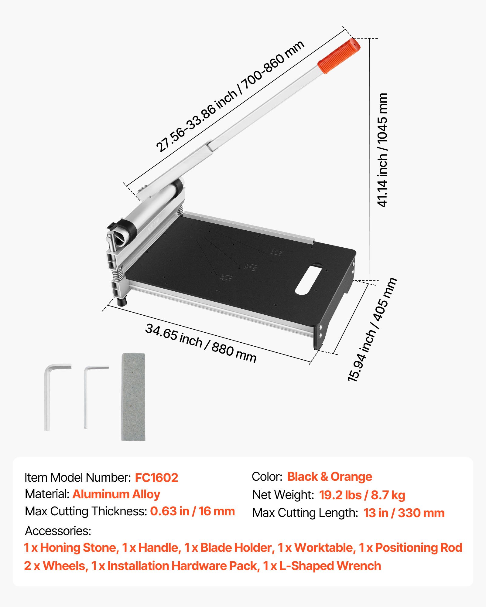13 Inch Vinyl Floor Cutter, 16mm Thick Laminate Flooring Cutter With 15°/30°/45° Adjustable Angle Settings, Flexible Wheels, Telescoping Handle, Cuts Engineered Wood, LVT, VCT, SPC, LVP, WPC