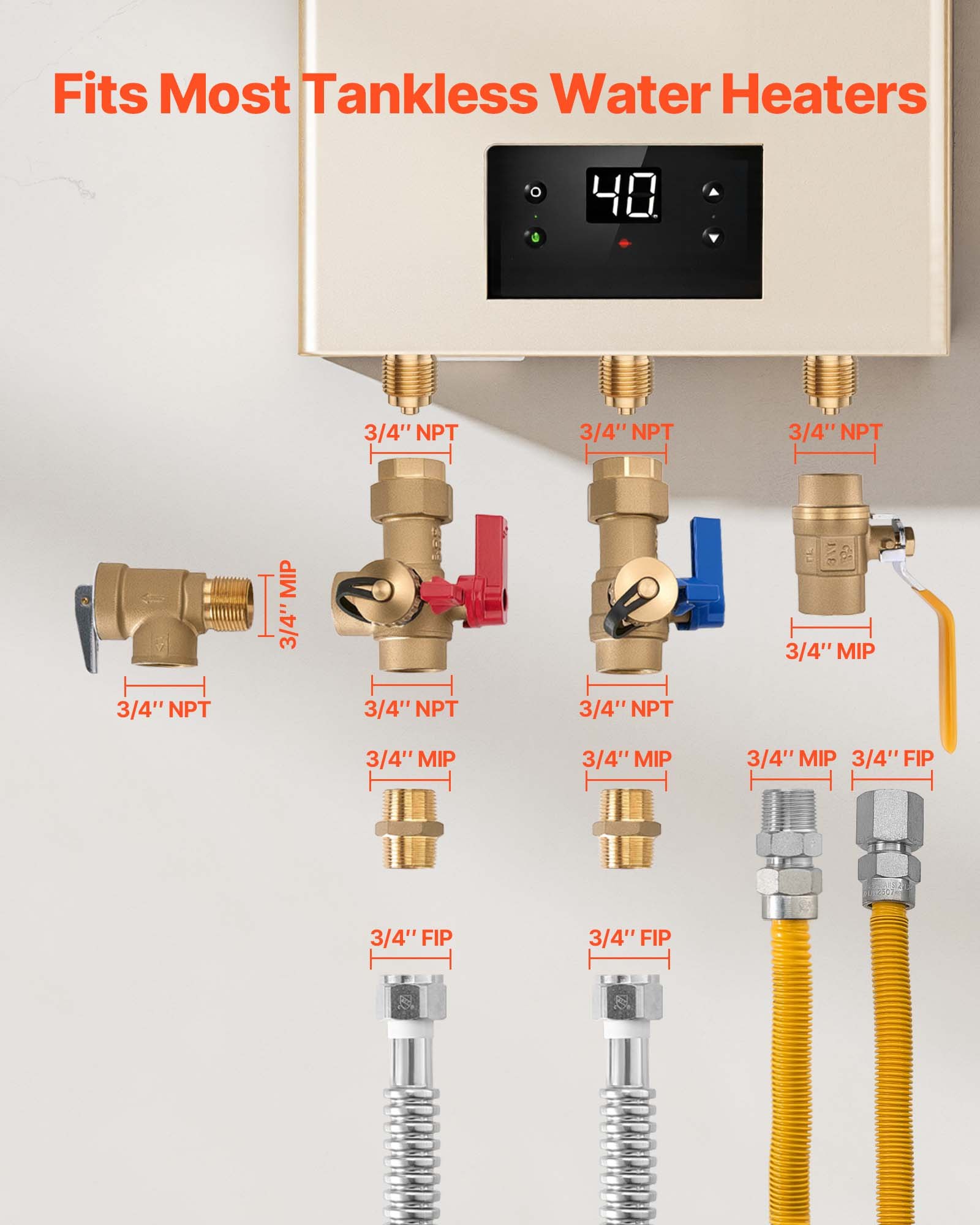 Water Heater Kit, 3/4 Inch Cold & Hot Water Plumbing Repair Kit With 600 WOG... 4