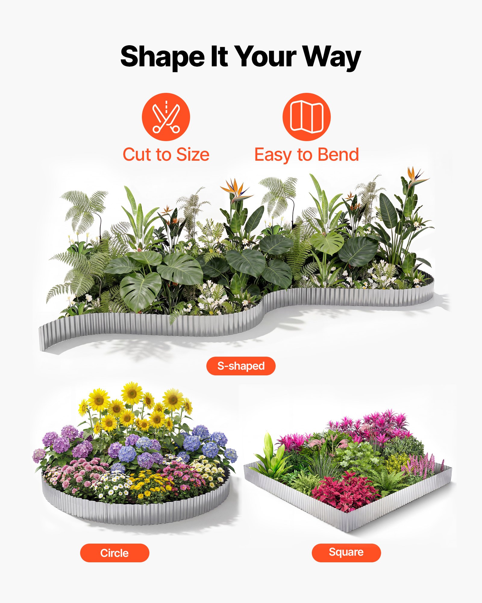 Galvanized Steel Landscape Edging, 50 Ft X 6 In Metal Edging For Landscaping With Gloves, Easy-to-Install Bendable Metal Strips, Heavy Duty Metal Garden Edge Border For Flower Bed, Yard Pathway