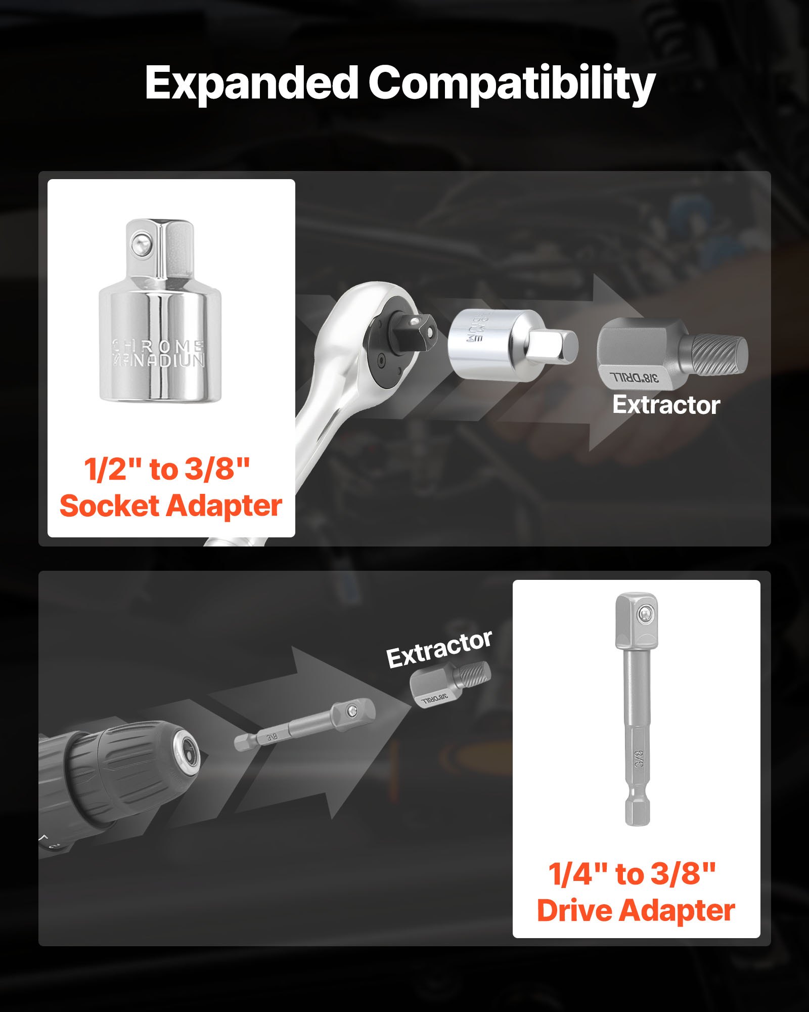 Screw Extractor Set With Drill Bits, 65 Pieces, Easy Out Nut Bolt Extractors And Drill Bits, With Adapters, Solid Storage Case, Cr-Mo Steel For Removing Rounded, Broken, Or Stripped Fasteners