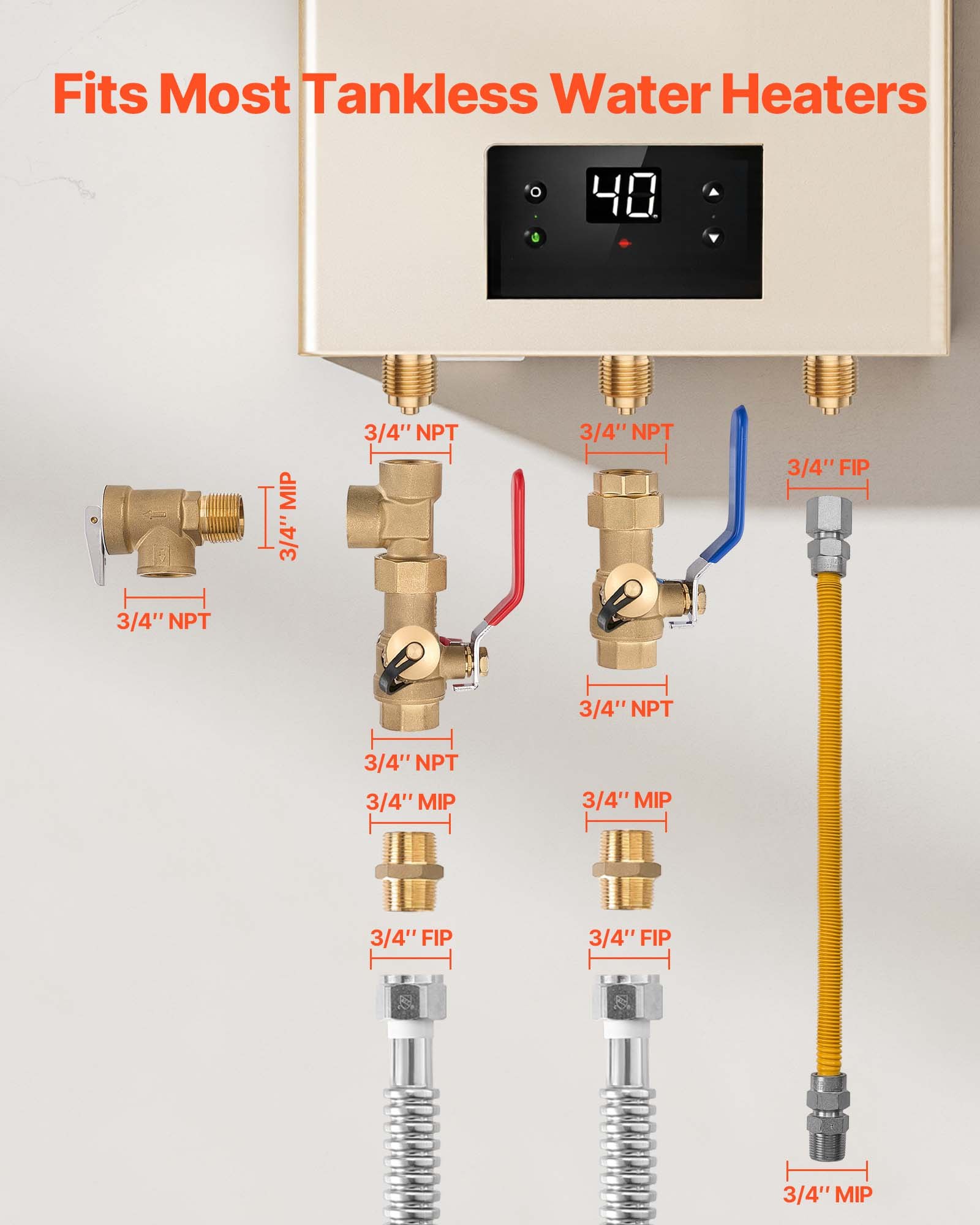 Water Heater Kit, 3/4 Inch Cold & Hot Water Plumbing Repair Kit With 600 WOG... 4