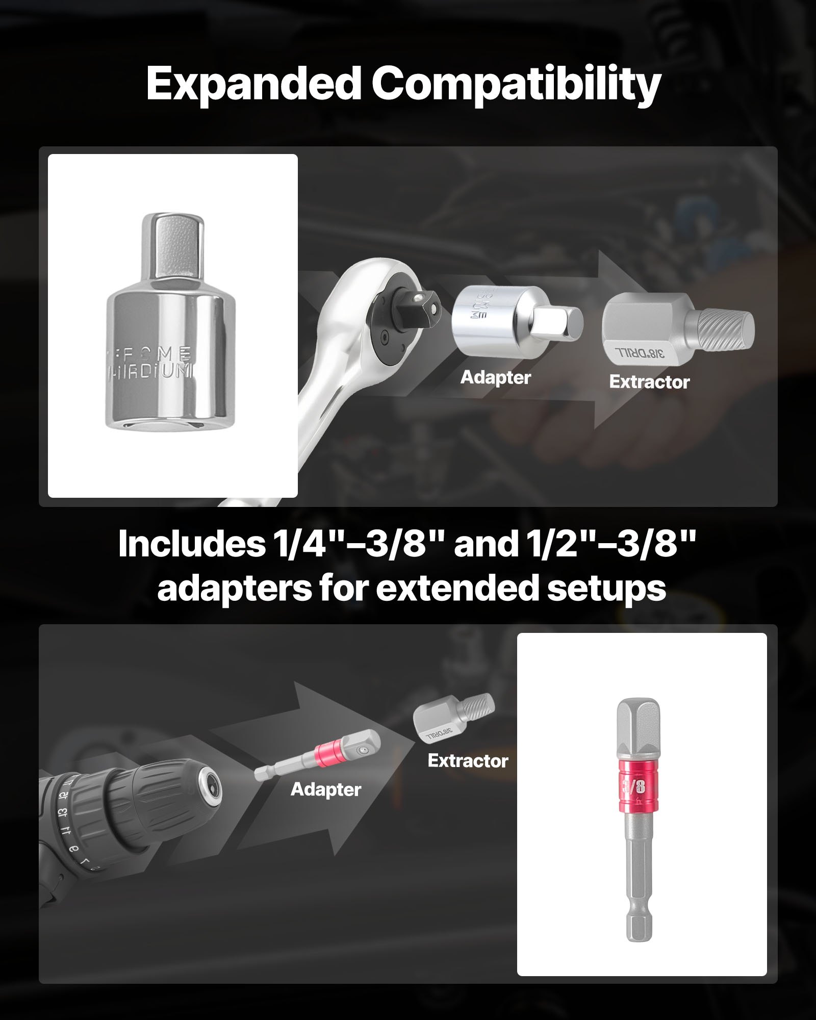 Screw Extractor Set, 27 Pieces Hex Head Multi-Spline Easy Out Bolt Extractor Tool, With Adapters, Solid Storage Case, Cr-Mo Steel Stripped Bolt Remover For Removing Rounded, Broken Bolts, Screws
