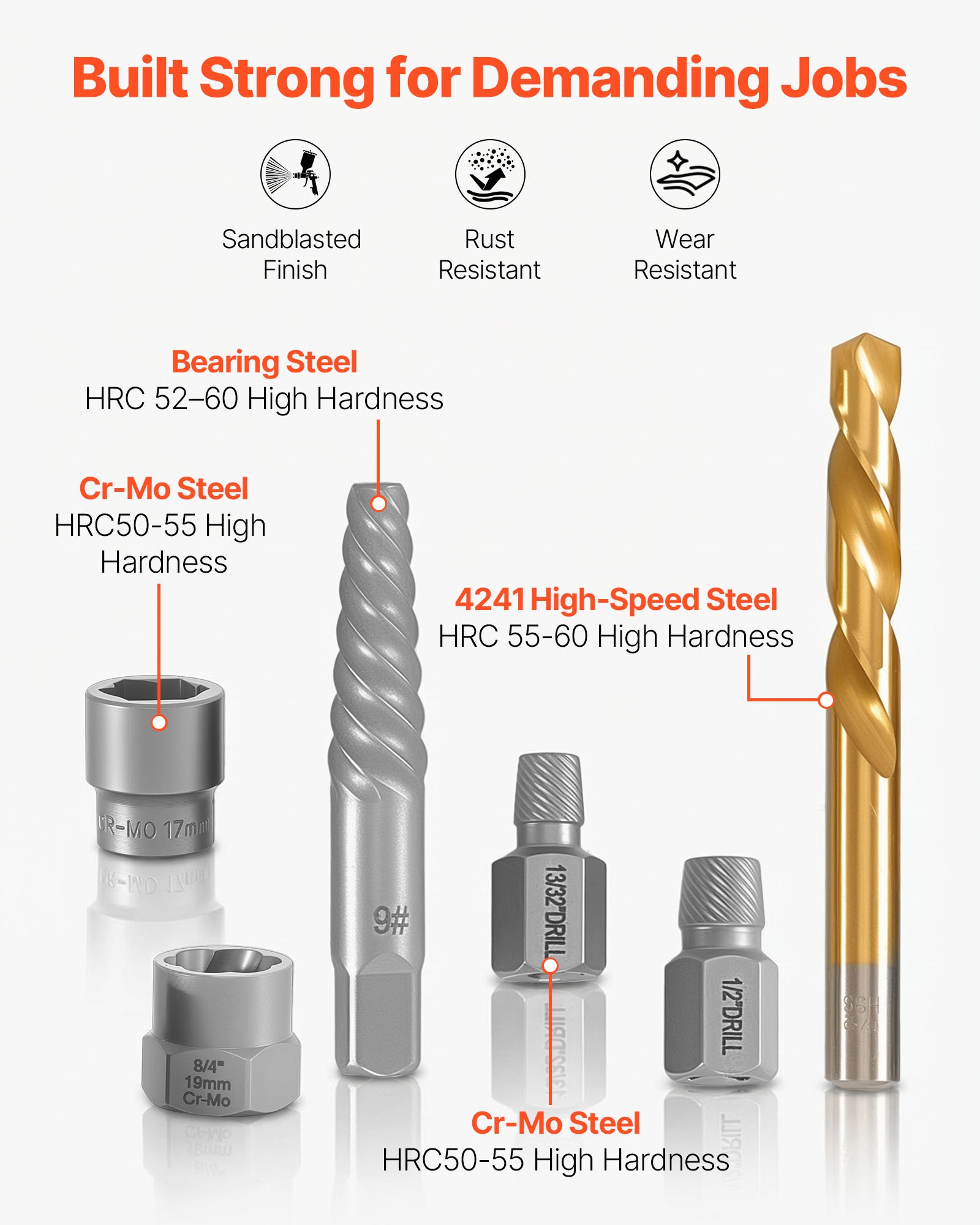 Screw Extractor Set With Drill Bits, 65 Pieces, Easy Out Nut Bolt Extractors And Drill Bits, With Adapters, Solid Storage Case, Cr-Mo Steel For Removing Rounded, Broken, Or Stripped Fasteners