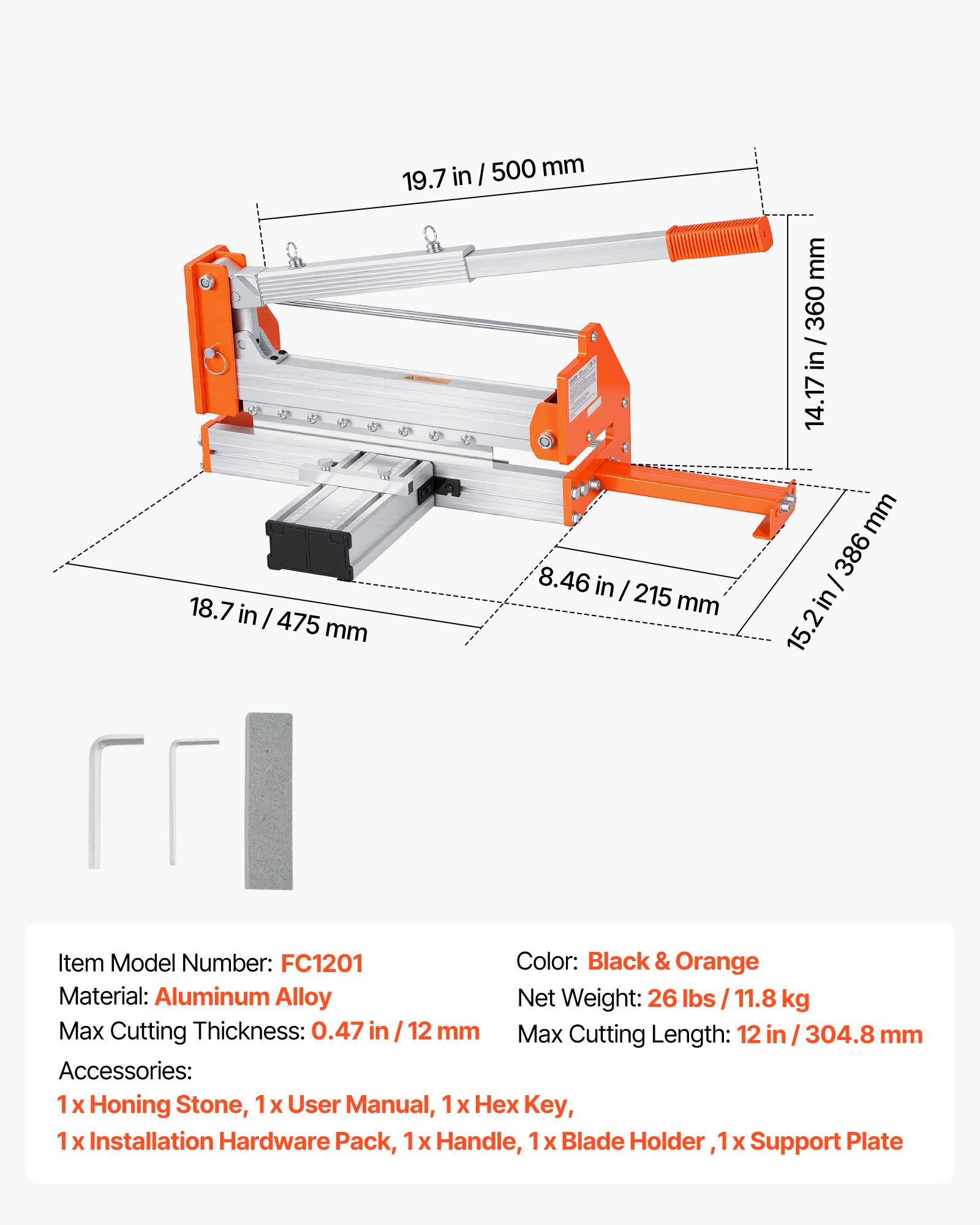 12 Inch Vinyl Floor Cutter, 12mm Thick Laminate Flooring Cutter With Upgraded Labor-Saving Aluminum-Alloy Lever, Telescoping Support Plate, Cuts Certain Engineered Wood, LVT, VCT, SPC, LVP, WPC