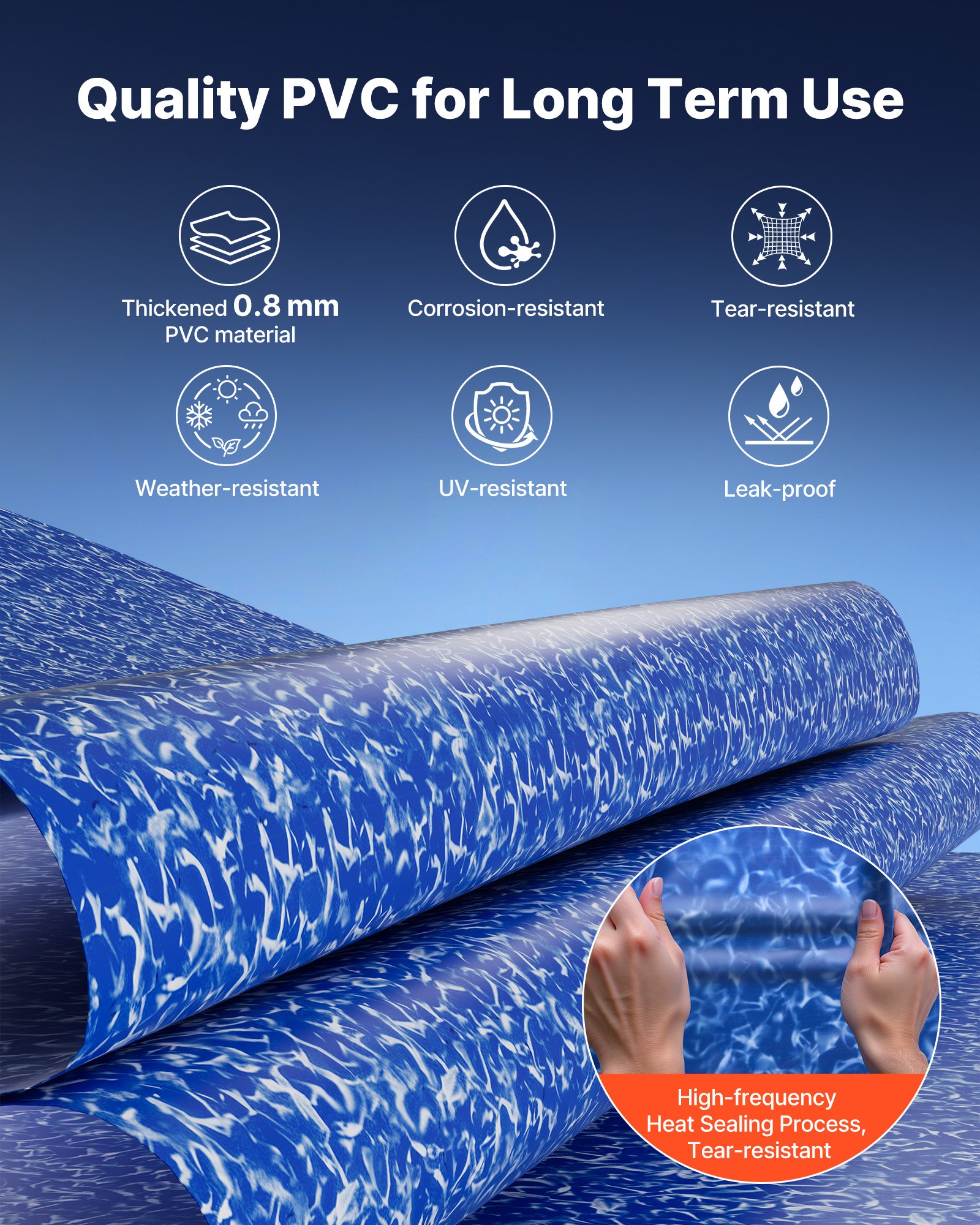 10ft Pool Liner, Round Overlap Swimming Pool Liner For 27.5 In Wall Height, Heavy Gauge Vinyl, Easy Install With Leak-Proof Patches, Designed For Steel Sided Above-Ground,Outdoor, Crystal