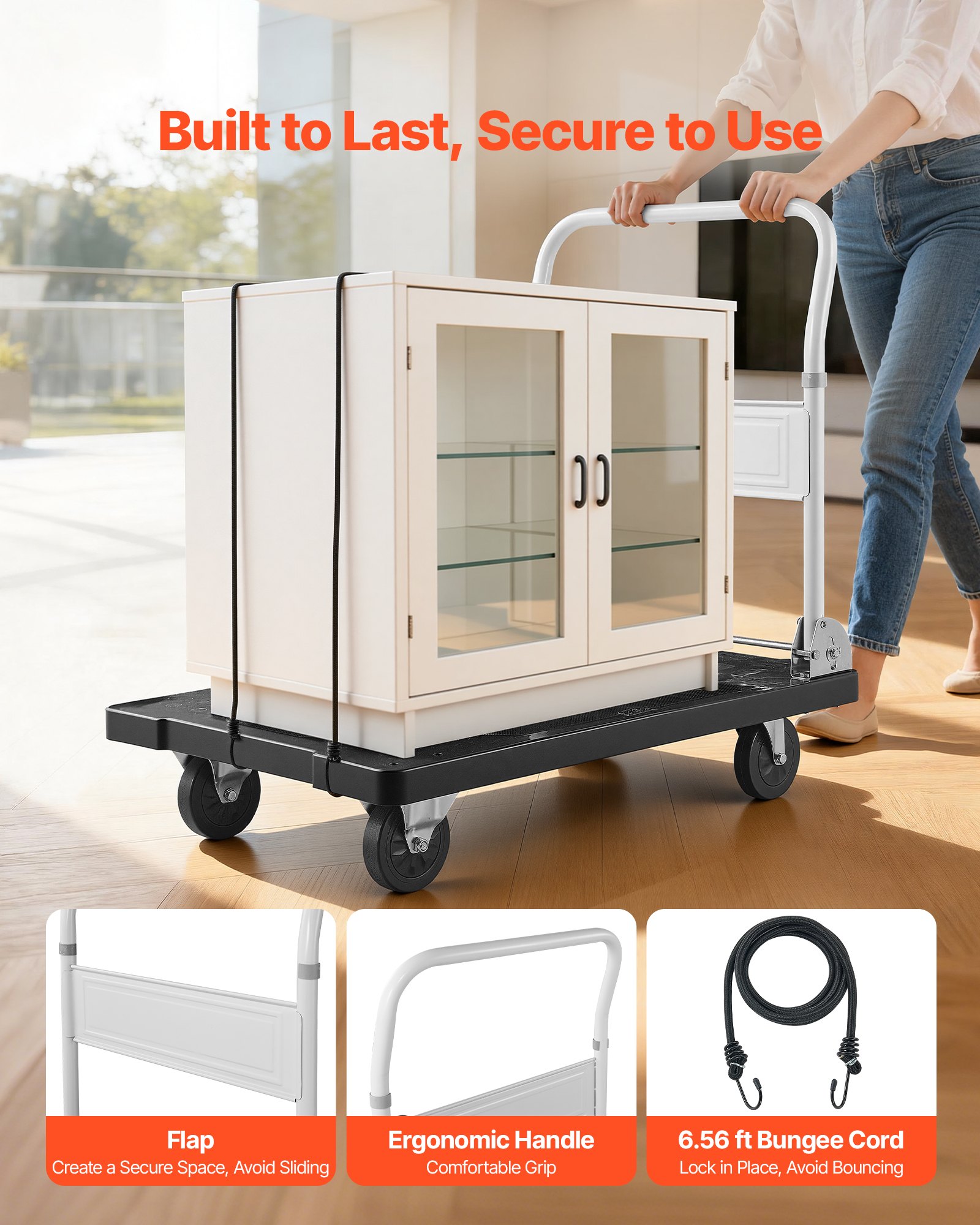 Foldable Push Cart Dolly, 660 Lbs Capacity, Folding Platform Truck With Swivel Wheels, Moving Platform Hand Truck Flatbed Cart, Space Saving Push Handle, For Easy Storage, 35.2 X 23.4 X 33.5 In