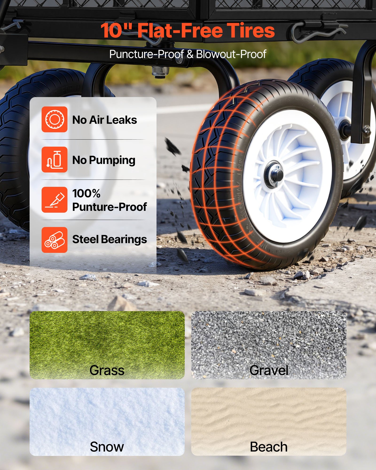 Garden Cart, 900 LBS, Heavy Duty Steel Yard And Garden Utility Wagon With 10-Inch Tires, Outdoor Gardening Stool With Adjustable Handle, Detachable Side Panels, Attach To ATV Or Tractor, Black