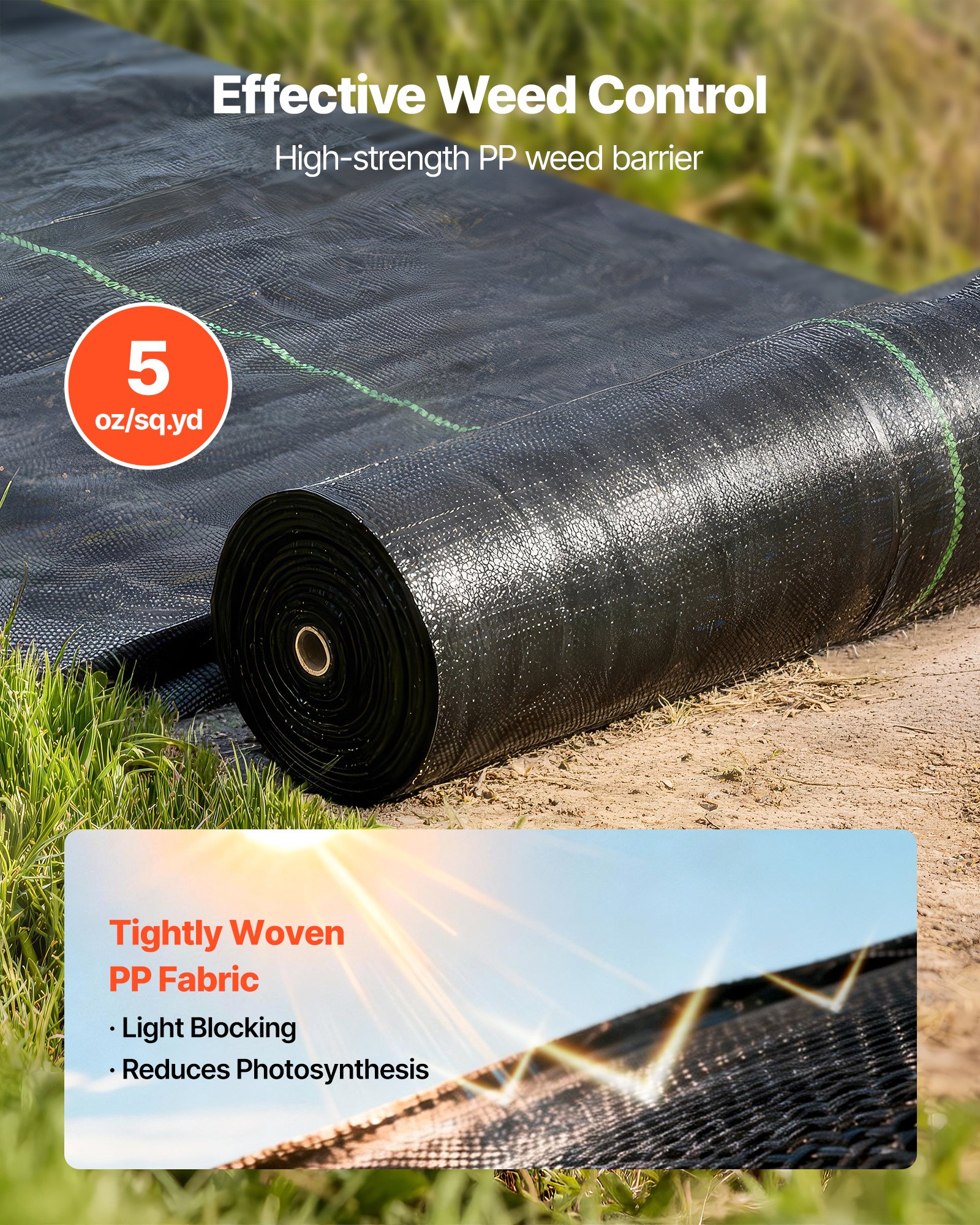 Weed Barrier Fabric Heavy Duty, 3x100FT 5oz Landscape Fabric, Woven Weed Blocker Fabrics, Garden Fabrics Weeds Barrier, Weeds Control Ground Cover, Geotextile Webbing, Gardening Mat, Black