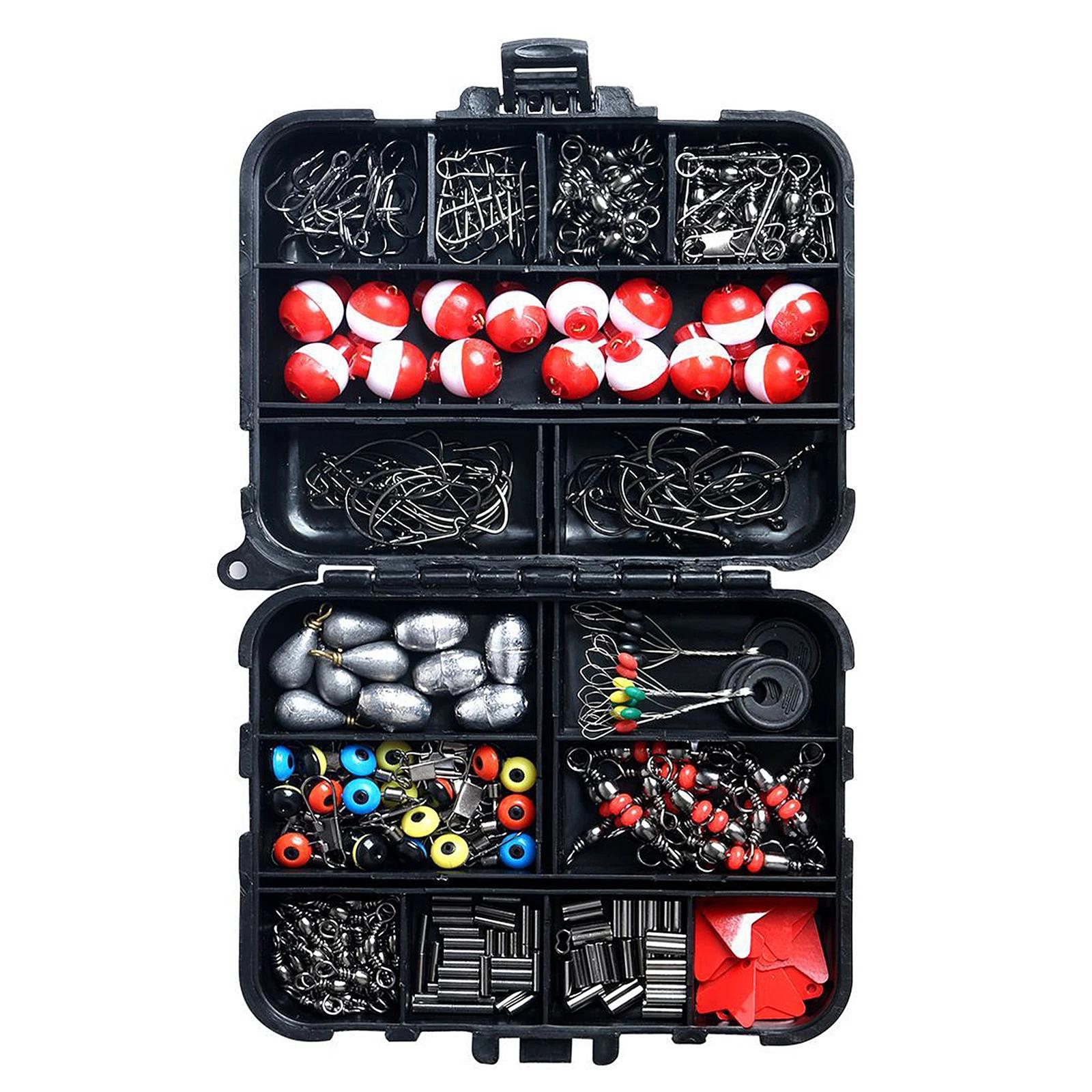 Support pan European shipping--263pcs Outdoor Fishing Accessories Set With Tackle Box Including Plier Jig Hooks Sinker Weight Swivels Snaps Sinker Slides Kit