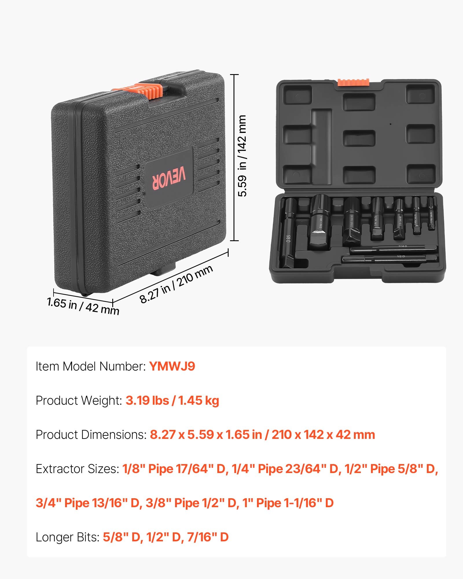 Pipe Extractor Set, 9 Pieces Heavy Duty Steel Broken Pipe Ex