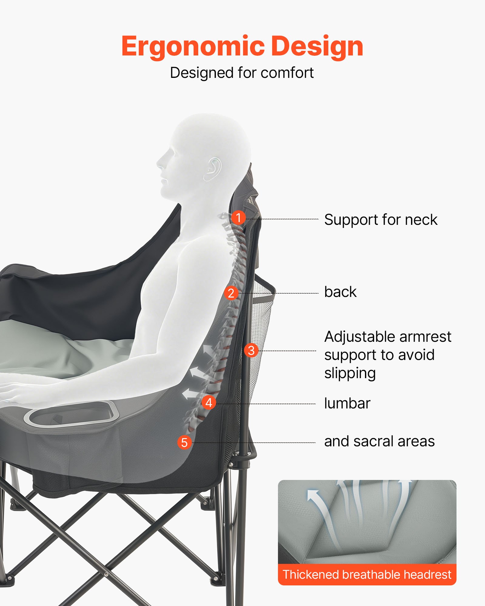 Double Camping Chair, Oversized Two Person Camp Chair With 660 Lbs Heavy Duty Support, With Dual Cup Holders, Wine Glass Holders, Magazine Straps, Carry Bags For Outdoor, Beach, 1 Pack image 3