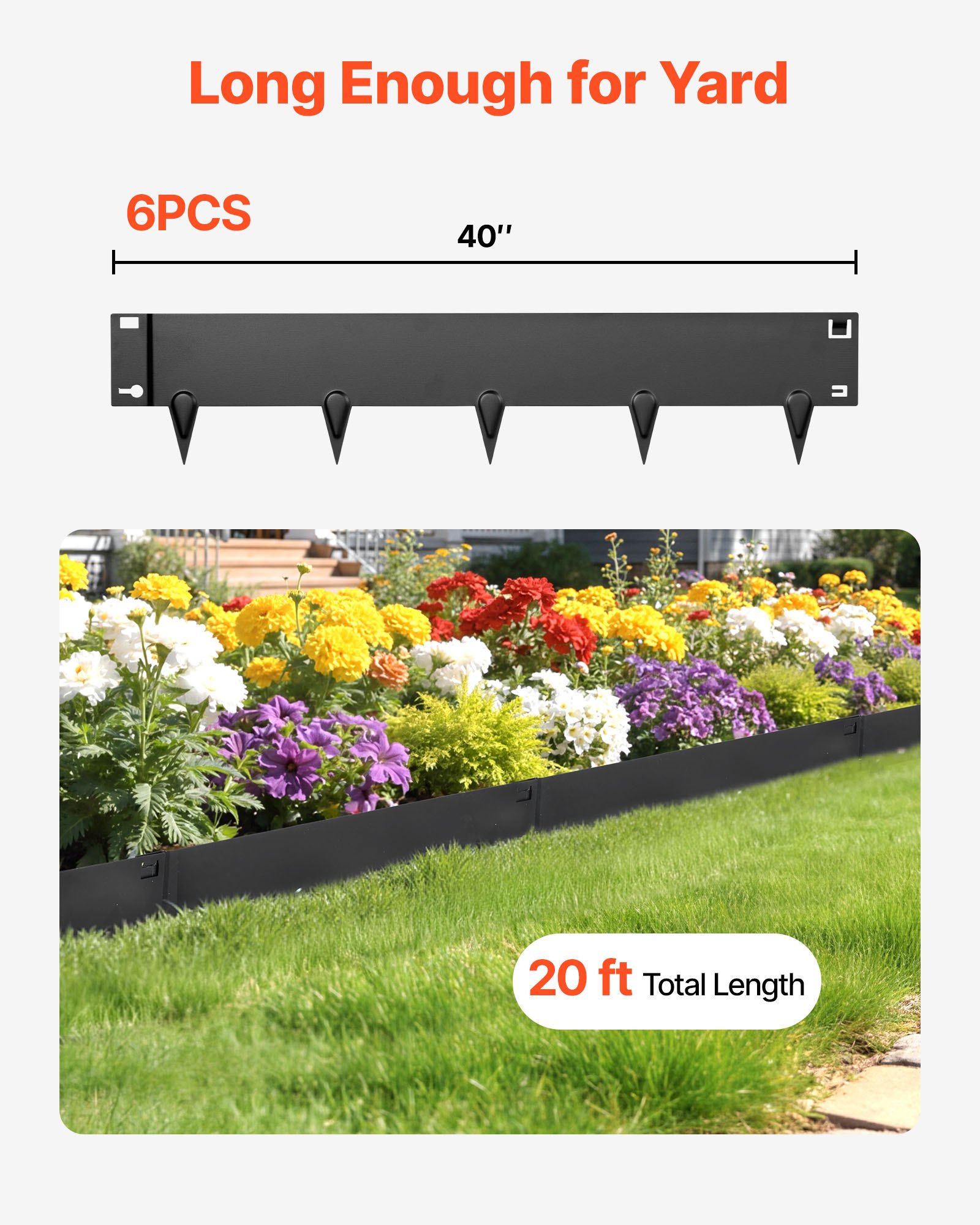 Galvanized Steel Landscape Edging, 6-Pack 40 X 8.15 Inch Metal Edging For Landscaping With Gloves, Easy-to-Install, Heavy Duty Metal Garden Edge Border For Flower Bed, Yard Pathway