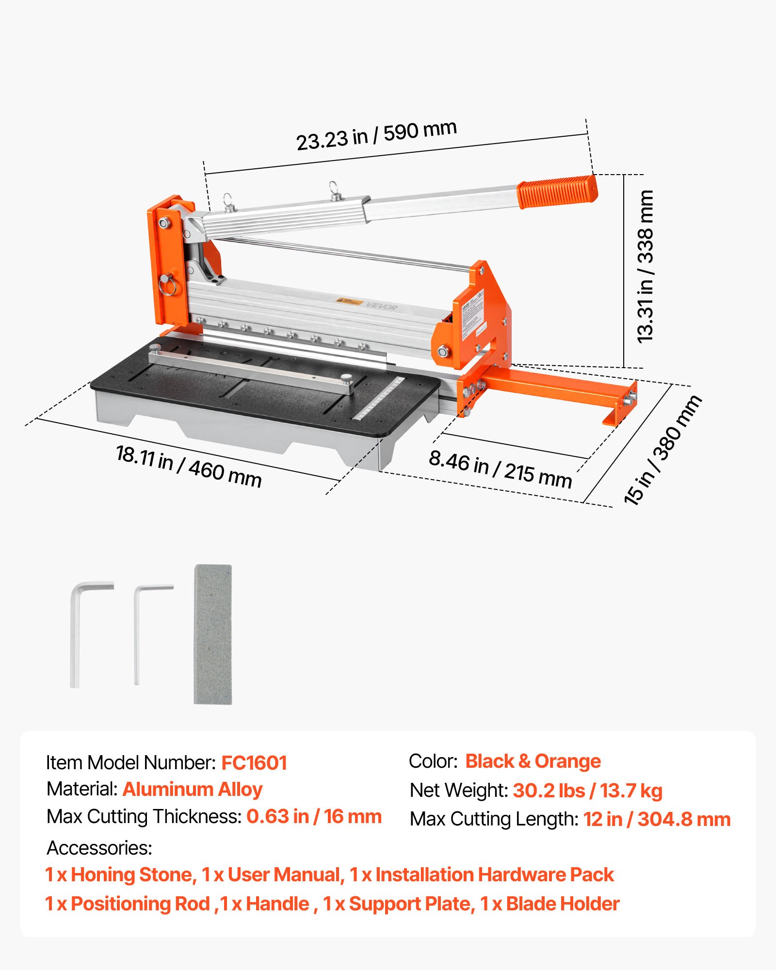 12 Inch Vinyl Floor Cutter, 16mm Thick Laminate Flooring Cutter With Upgraded Labor-Saving Aluminum-Alloy Lever, Telescoping Support Plate, Cuts Engineered Wood, LVT, VCT, SPC, LVP, WPC