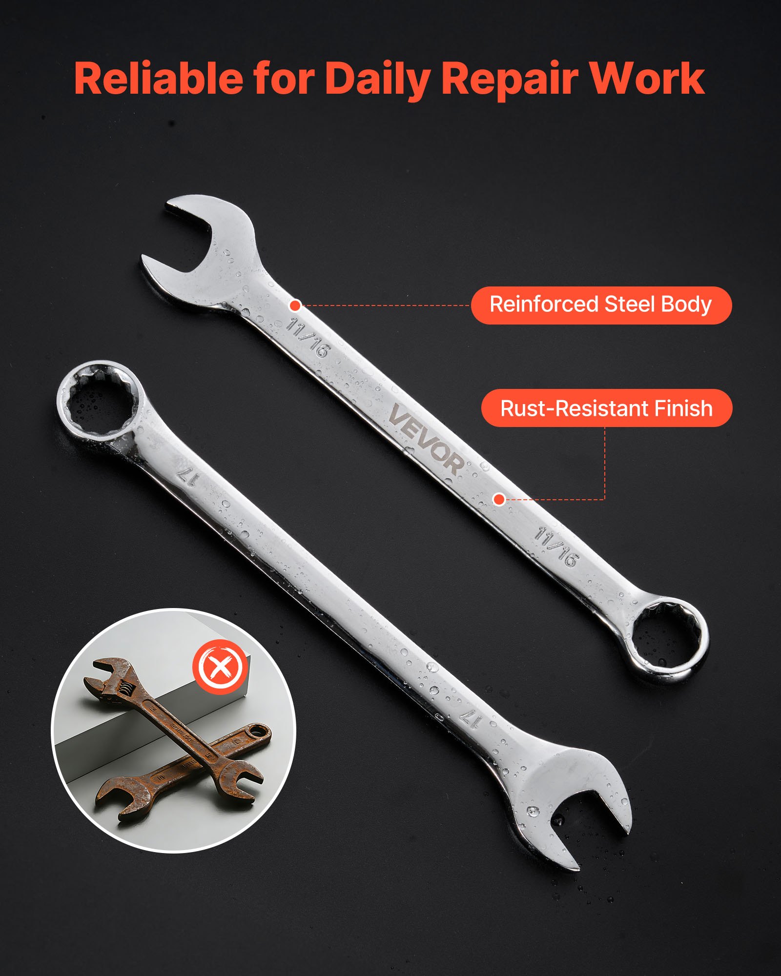 Combination Wrench Set, 32-Piece SAE And Metric, 12-Point Box End And 15° Angled Open End Combination… image 5