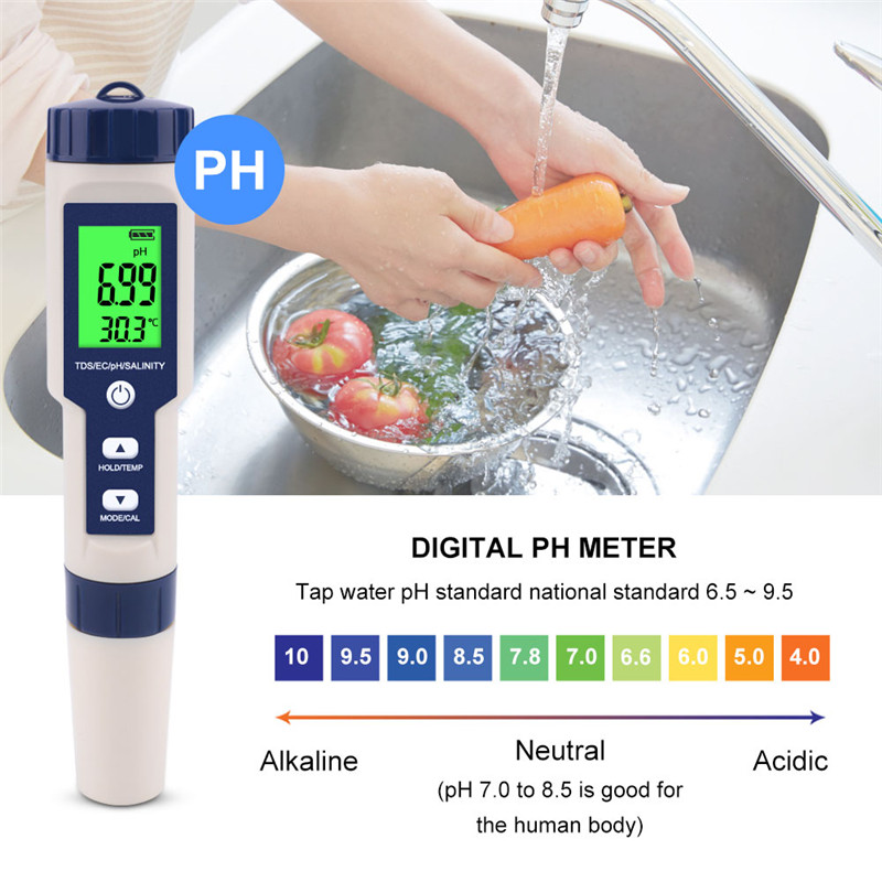 Support pan European shipping-5-in-1 Water Quality Tester,Digital Salinity...