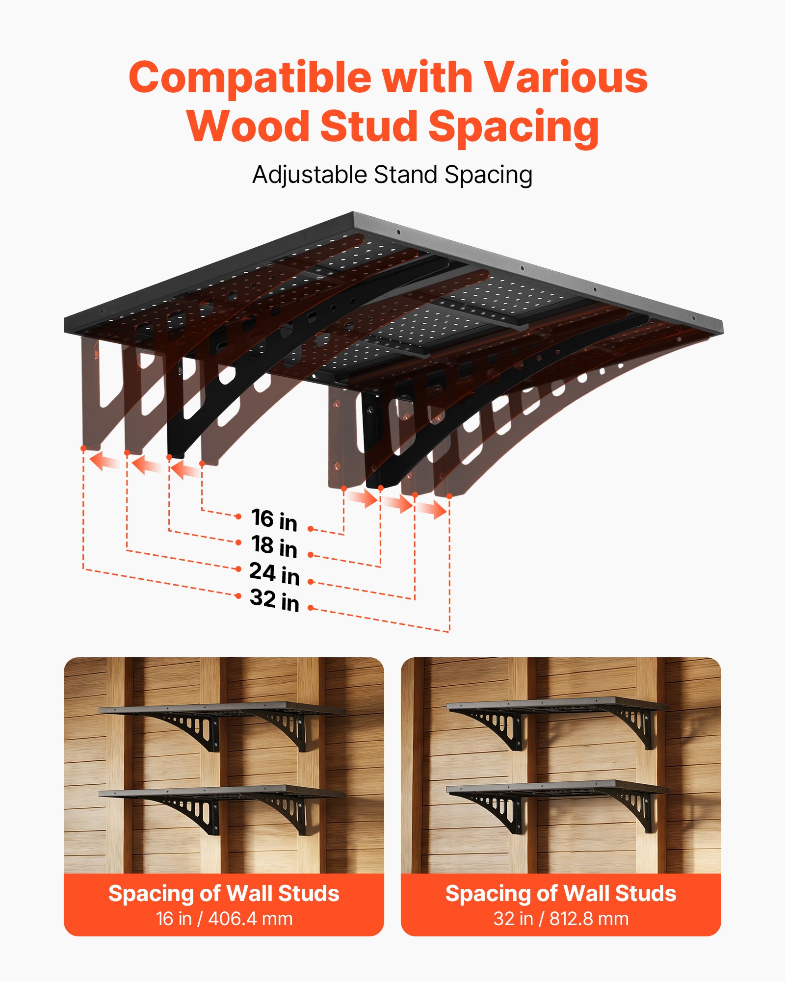 2-Tier Heavy Duty Wall Garage Shelving, 2 X 3 Ft Steel Wall Mounted Shelving Unit, 12 X 72 Inch Per Shelf Floating Storage Metal Rack For Garage With 560 Lbs Total Weight Capacity, Black