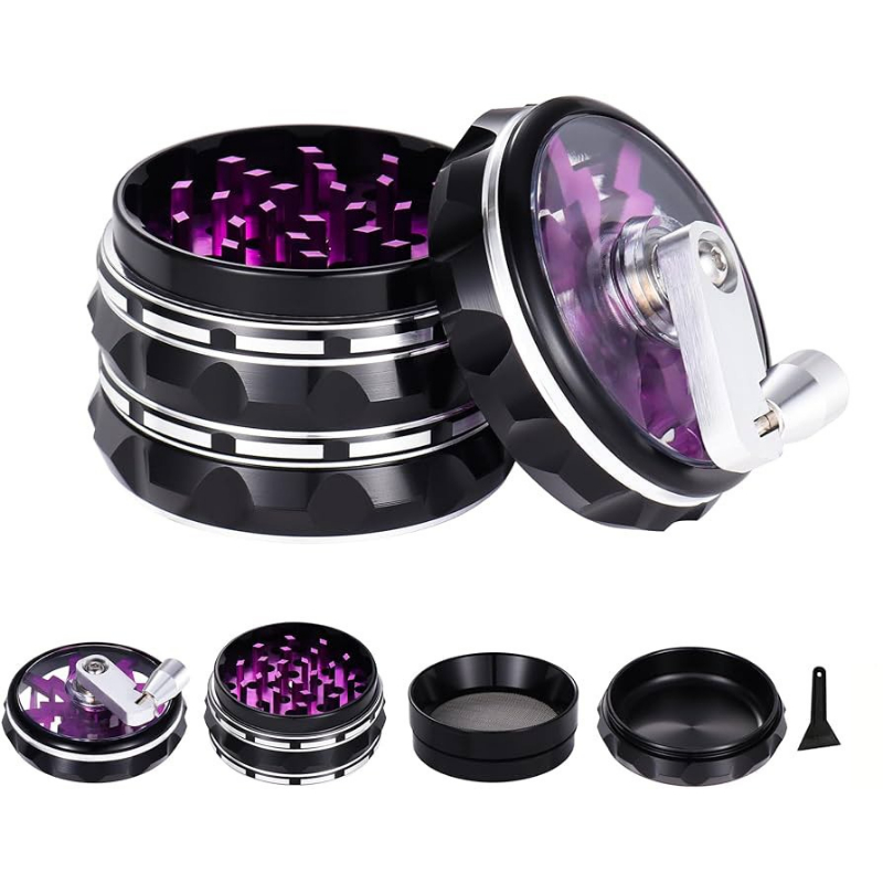 Support pan European shipping--PURPLE 63MM CNC Lightning Fast Manual Herb Grinder - Premium Metal Spice Crusher With Pollen Catcher