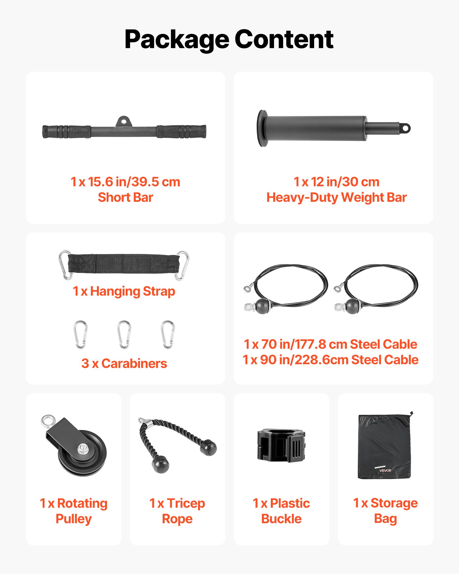 Pulley System, 1 PC LAT And Lift Pulley System, Gym Rack Pulleys Attachment With Two Steel Cables, Short Bar, Dual Grip Handles, Cable Machine For Bicep, Shoulder, Back, Up To 280 Lbs Capacity