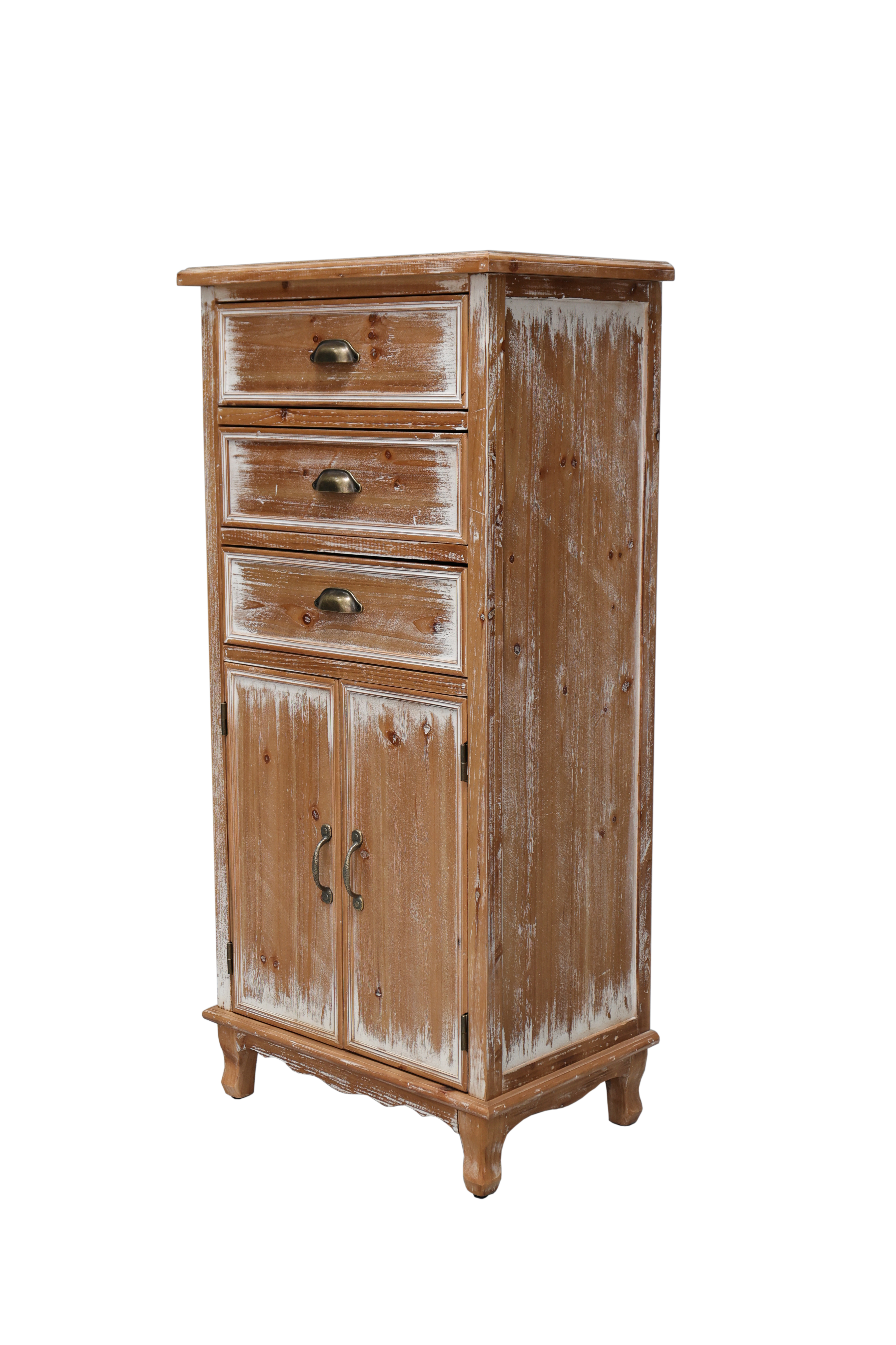 Rustic Wooden Storage Cabinet With Three Drawers For Living Room_voghion.com