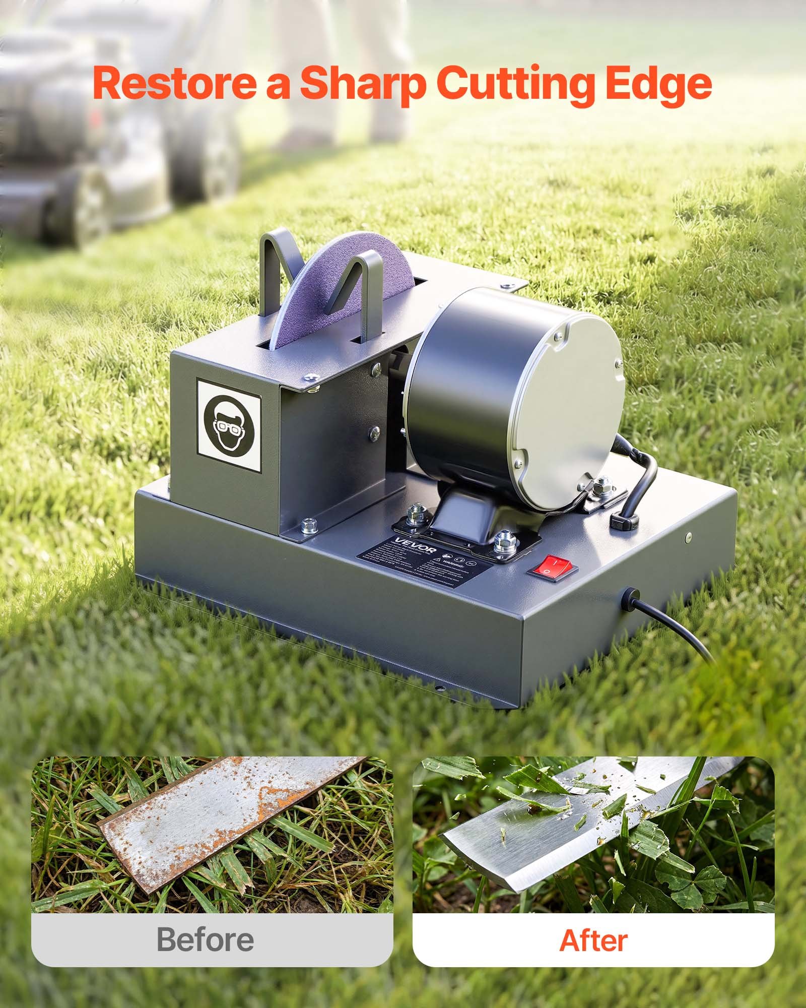 Lawn Mower Blade Sharpener, 1/3HP Lawnmower Blades Grinder With 7" Ceramic Grinding Wheel, 30° Or 40° Blade Sharpening Machine For High Lift, Low Lift, Gator & Flat Blades